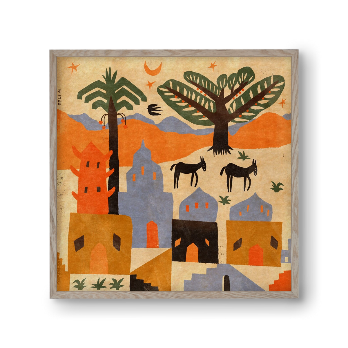 Egypt, 30x30 cm (30x30 cm), Tölgy keret