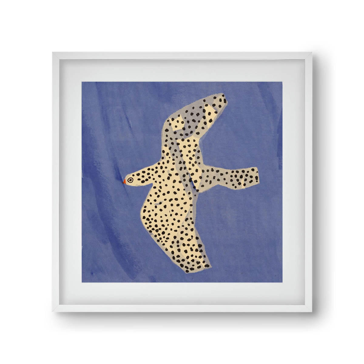 Spotted bird, 30x30 cm (20x20 cm), Fehér keret, paszpartuval