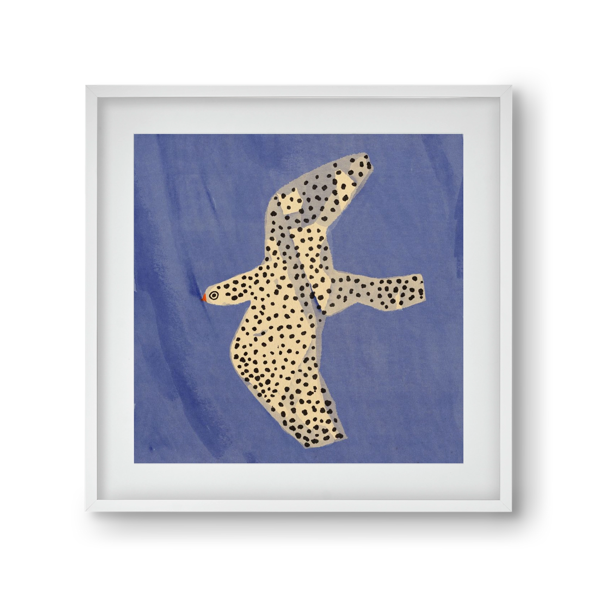 Spotted bird, 30x30 cm (20x20 cm), Fehér keret, paszpartuval