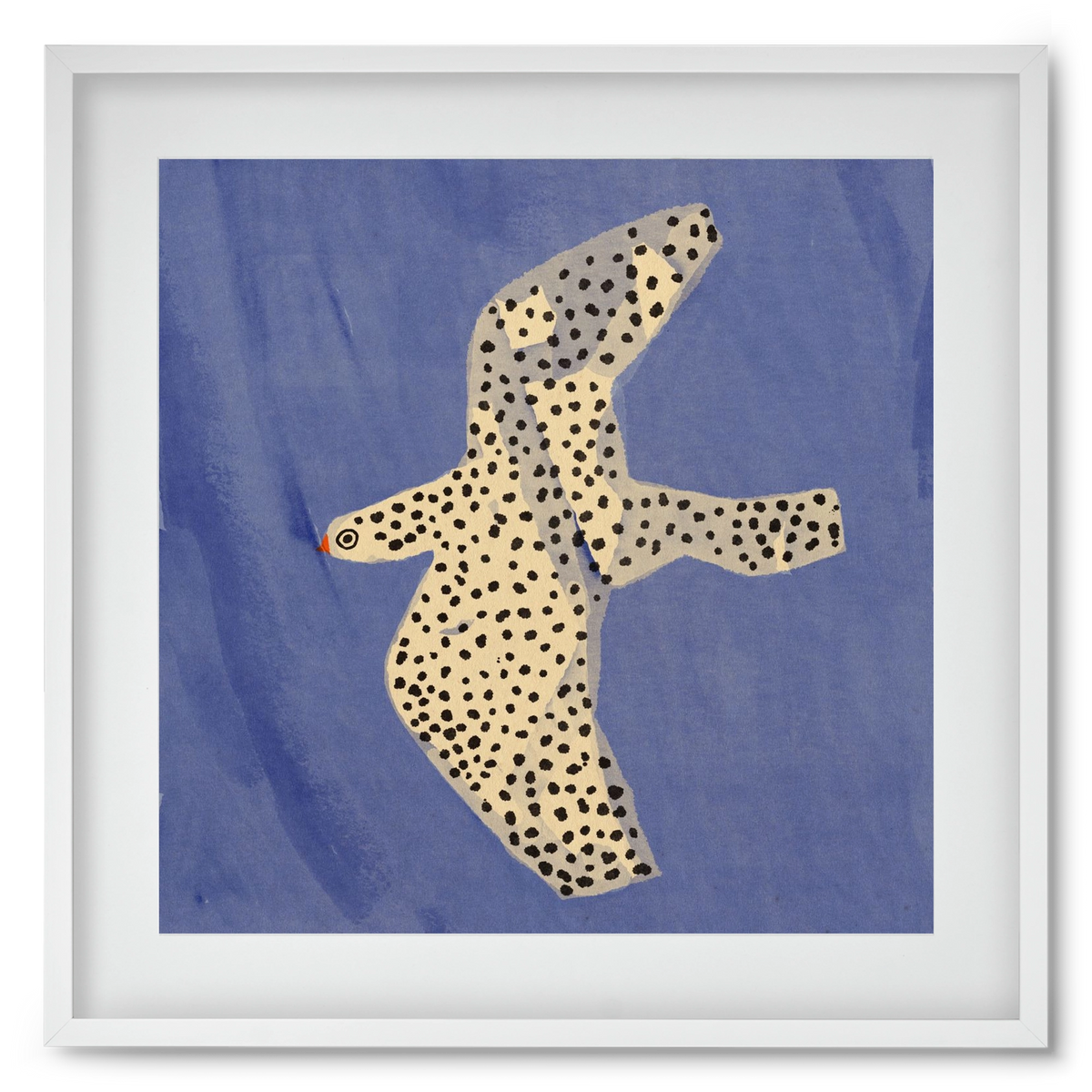 Spotted bird, 50x50 cm (40x40 cm), Fehér keret, paszpartuval