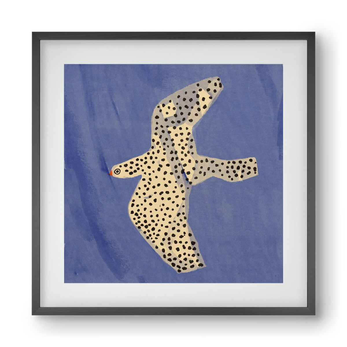 Spotted bird, 40x40 cm (30x30 cm), Fekete keret, paszpartuval