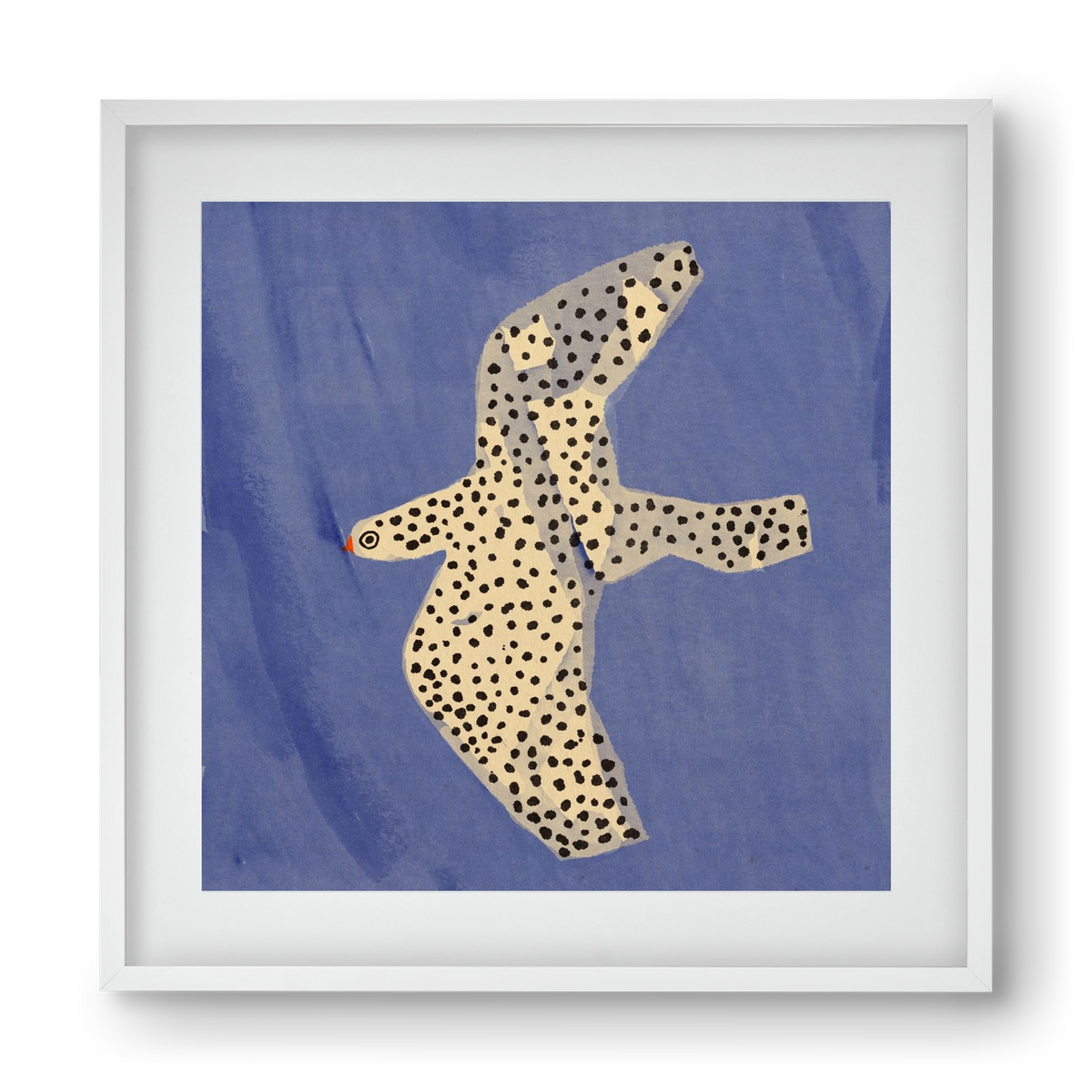 Spotted bird, 40x40 cm (30x30 cm), Fehér keret, paszpartuval