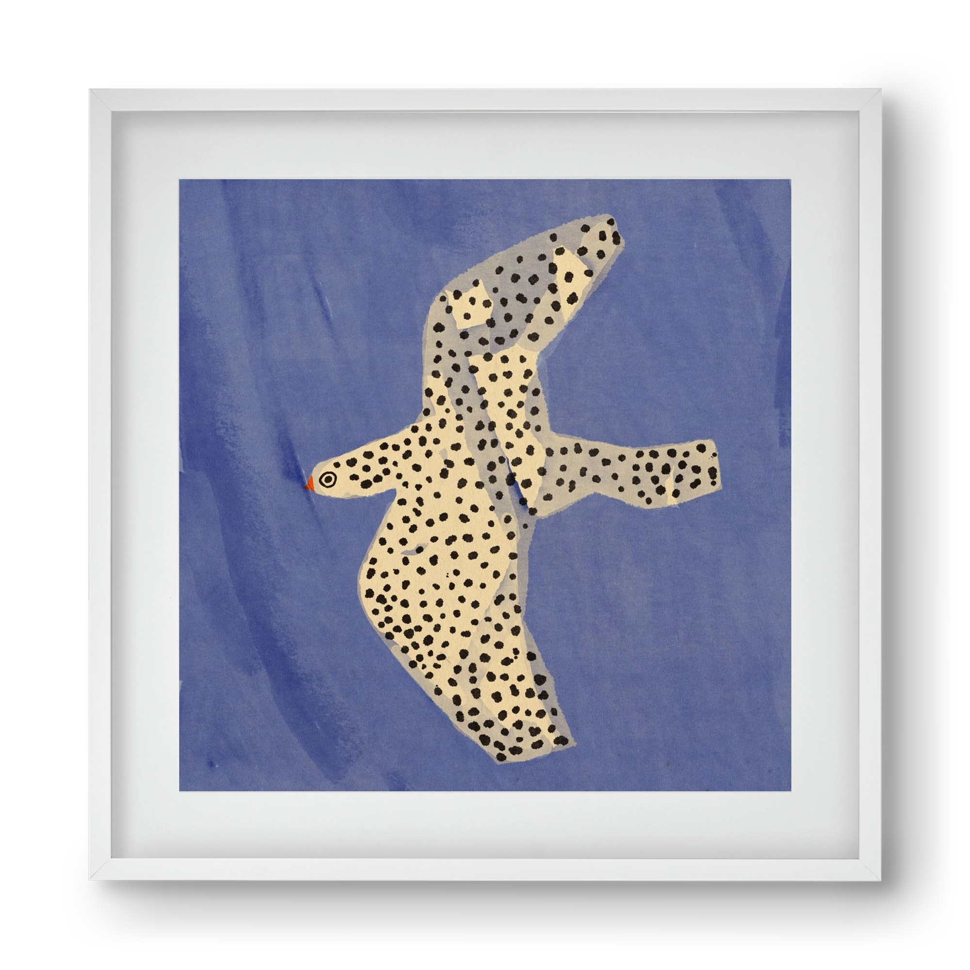 Spotted bird, 40x40 cm (30x30 cm), Fehér keret, paszpartuval