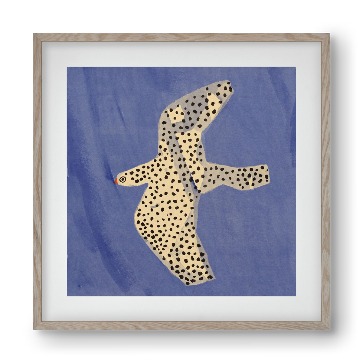 Spotted bird, 40x40 cm (30x30 cm), Tölgy keret, paszpartuval