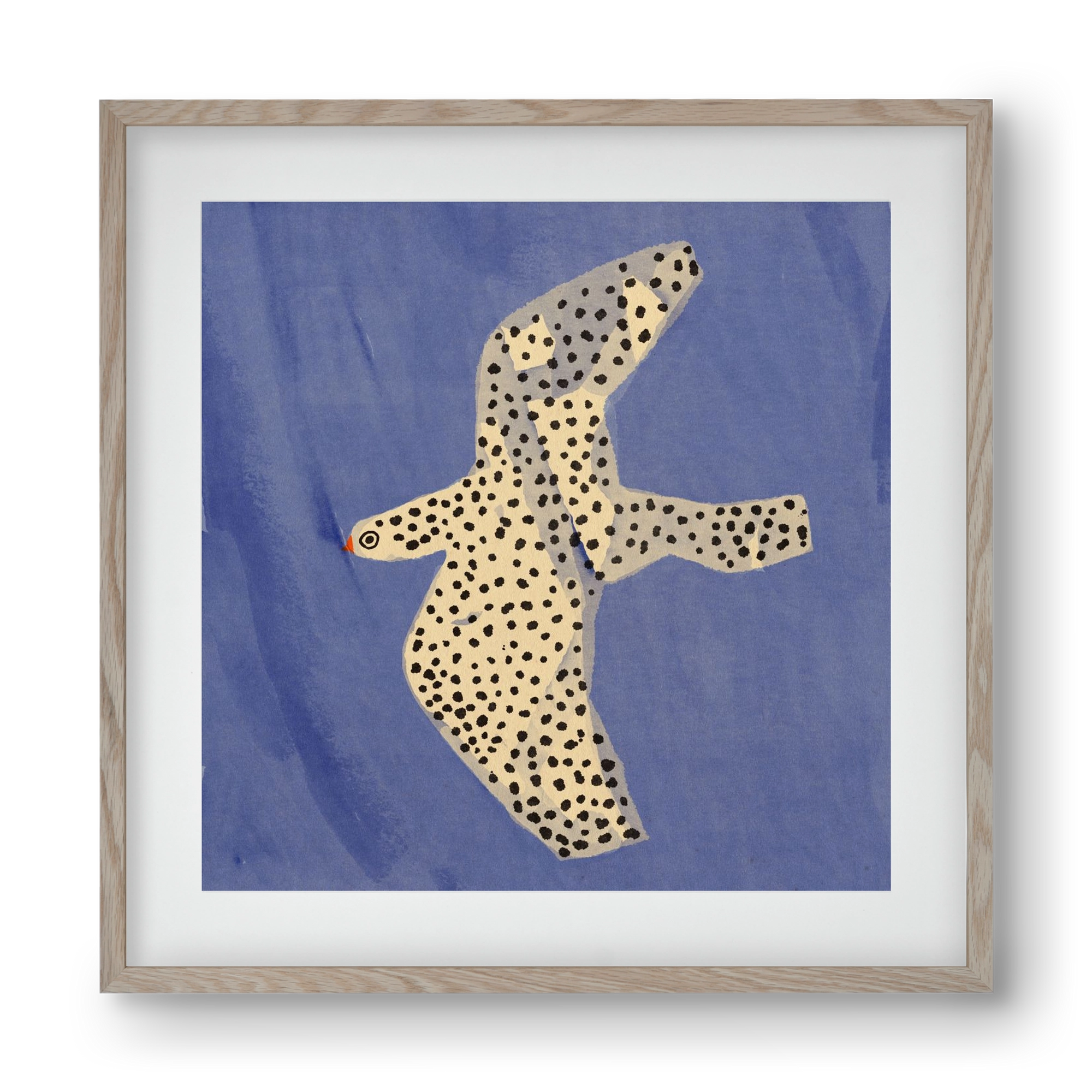 Spotted bird, 40x40 cm (30x30 cm), Tölgy keret, paszpartuval