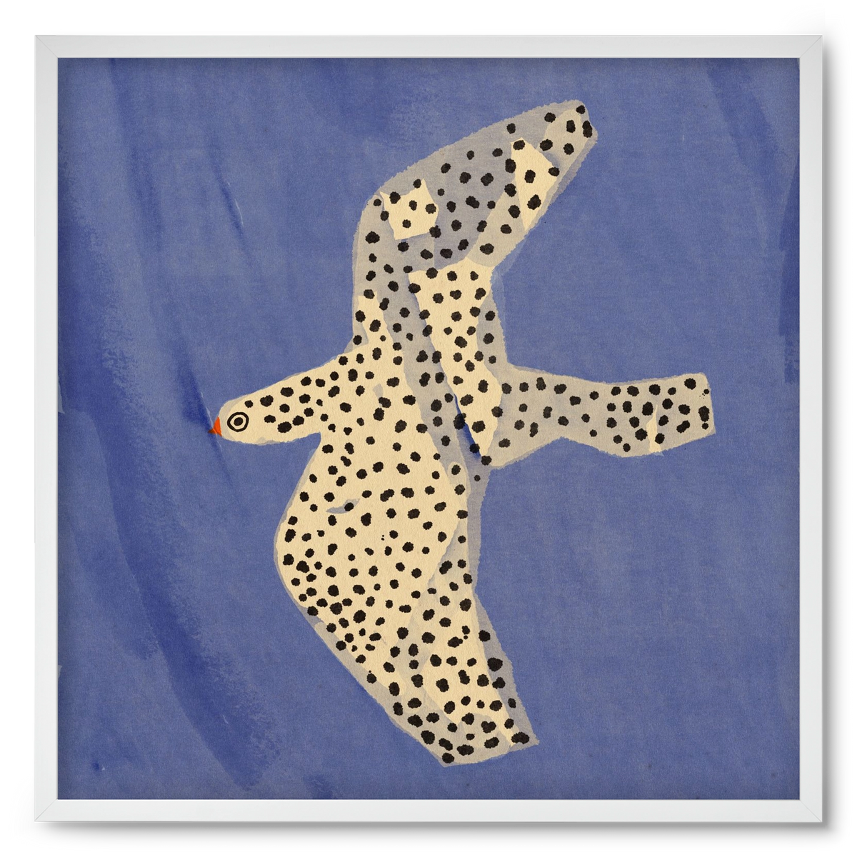Spotted bird, 50x50 cm (50x50 cm), Fehér keret