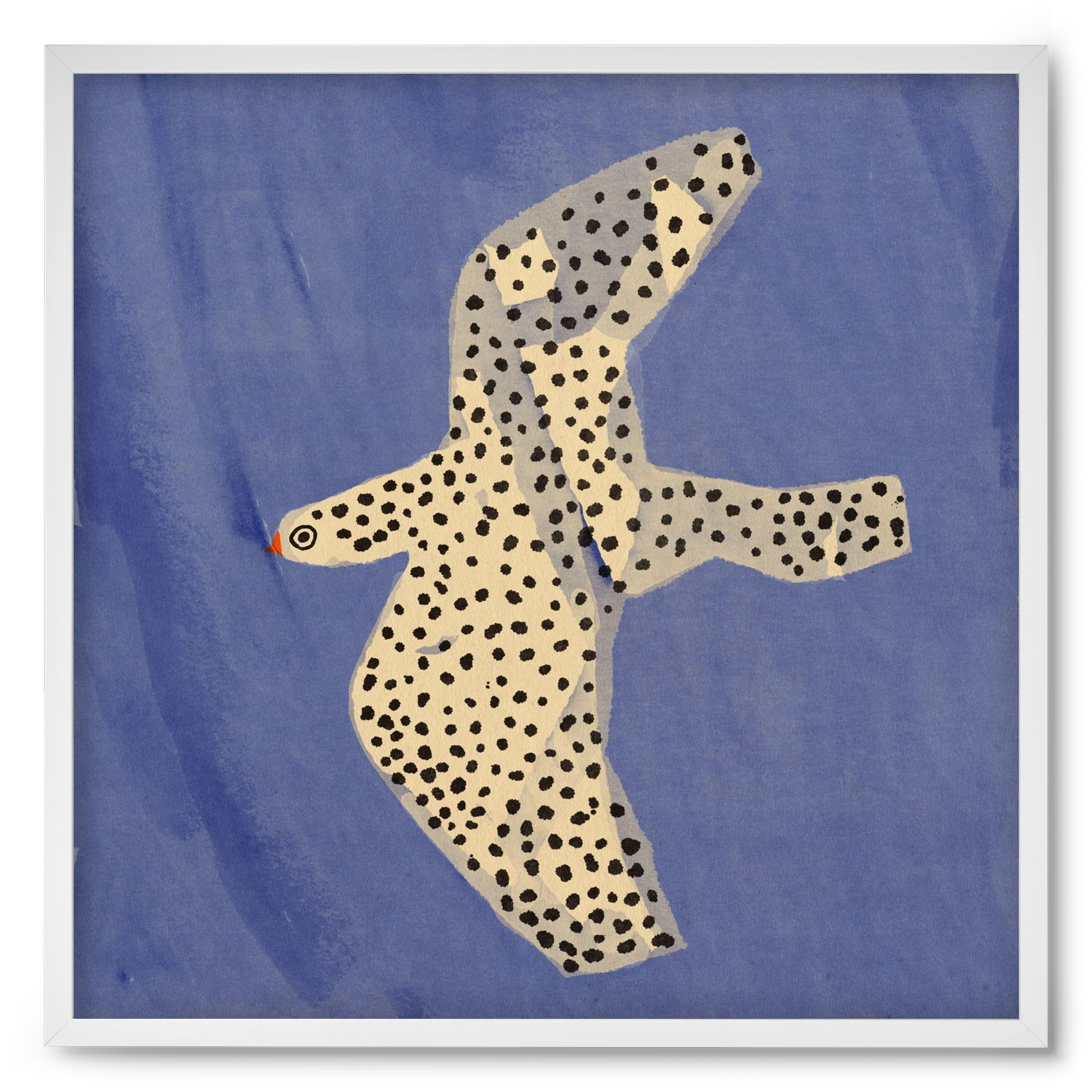 Spotted bird, 50x50 cm (50x50 cm), Fehér keret