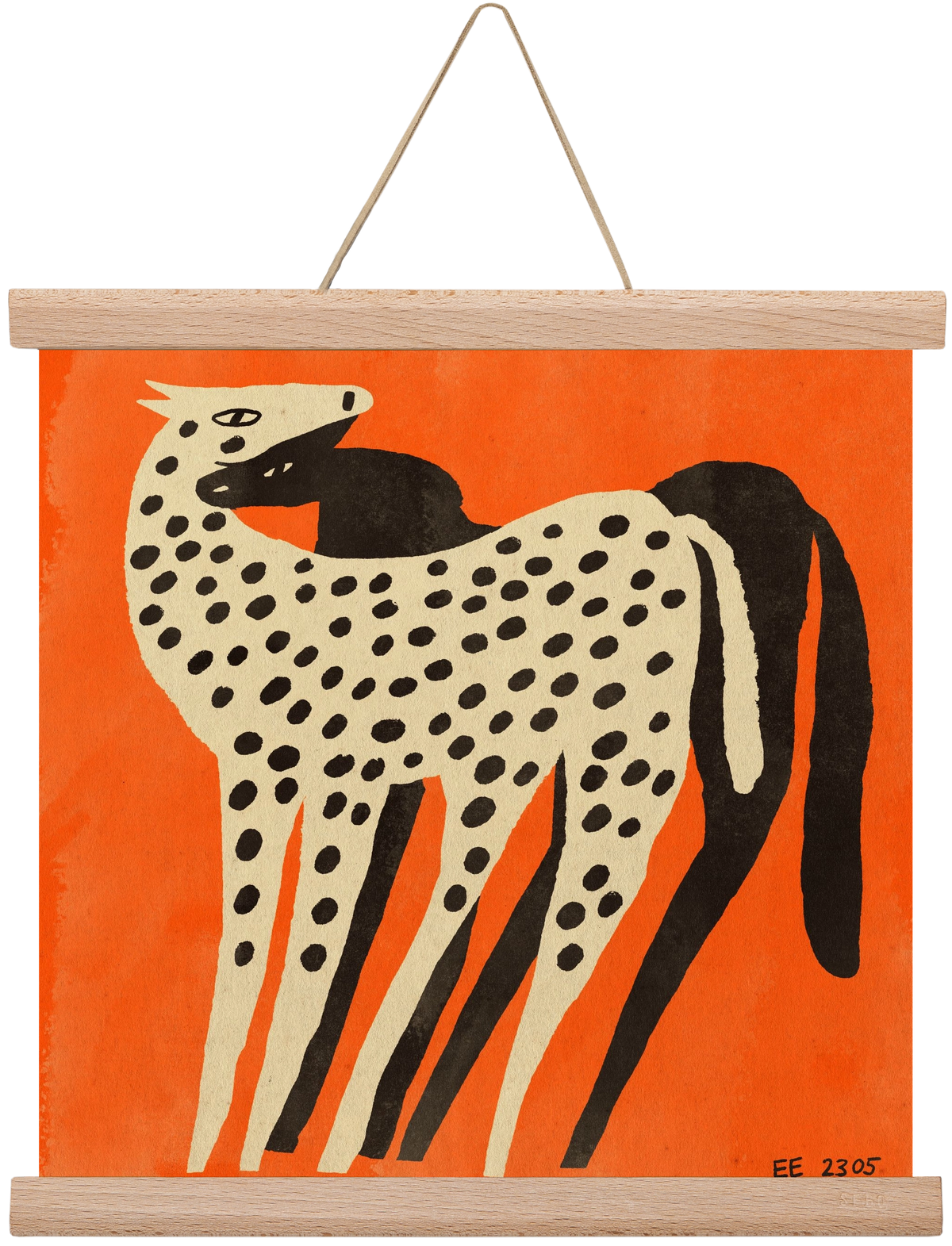 Spotted mare with her foal, 30x30 cm (30x30 cm), Tölgy akasztó