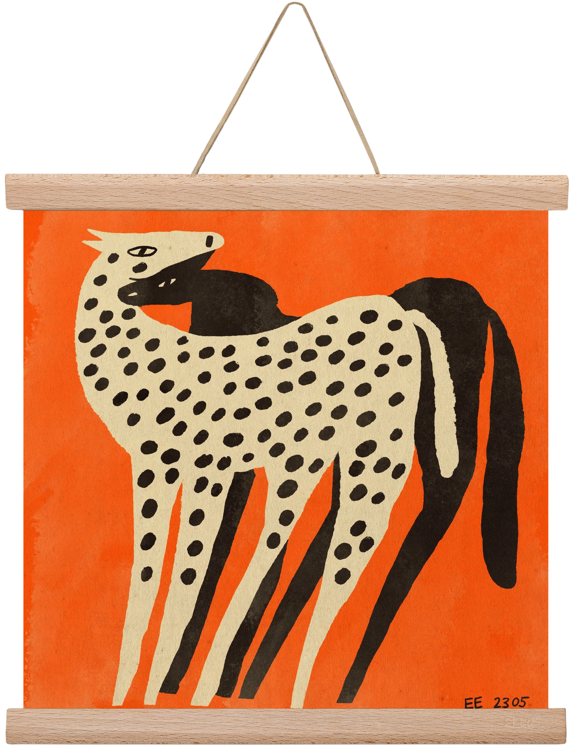 Spotted mare with her foal, 30x30 cm (30x30 cm), Tölgy akasztó