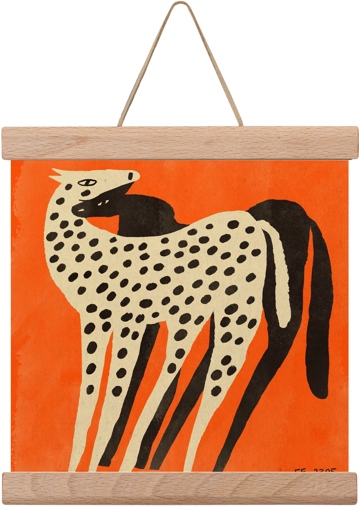 Spotted mare with her foal, 20x20 cm (20x20 cm), Tölgy akasztó