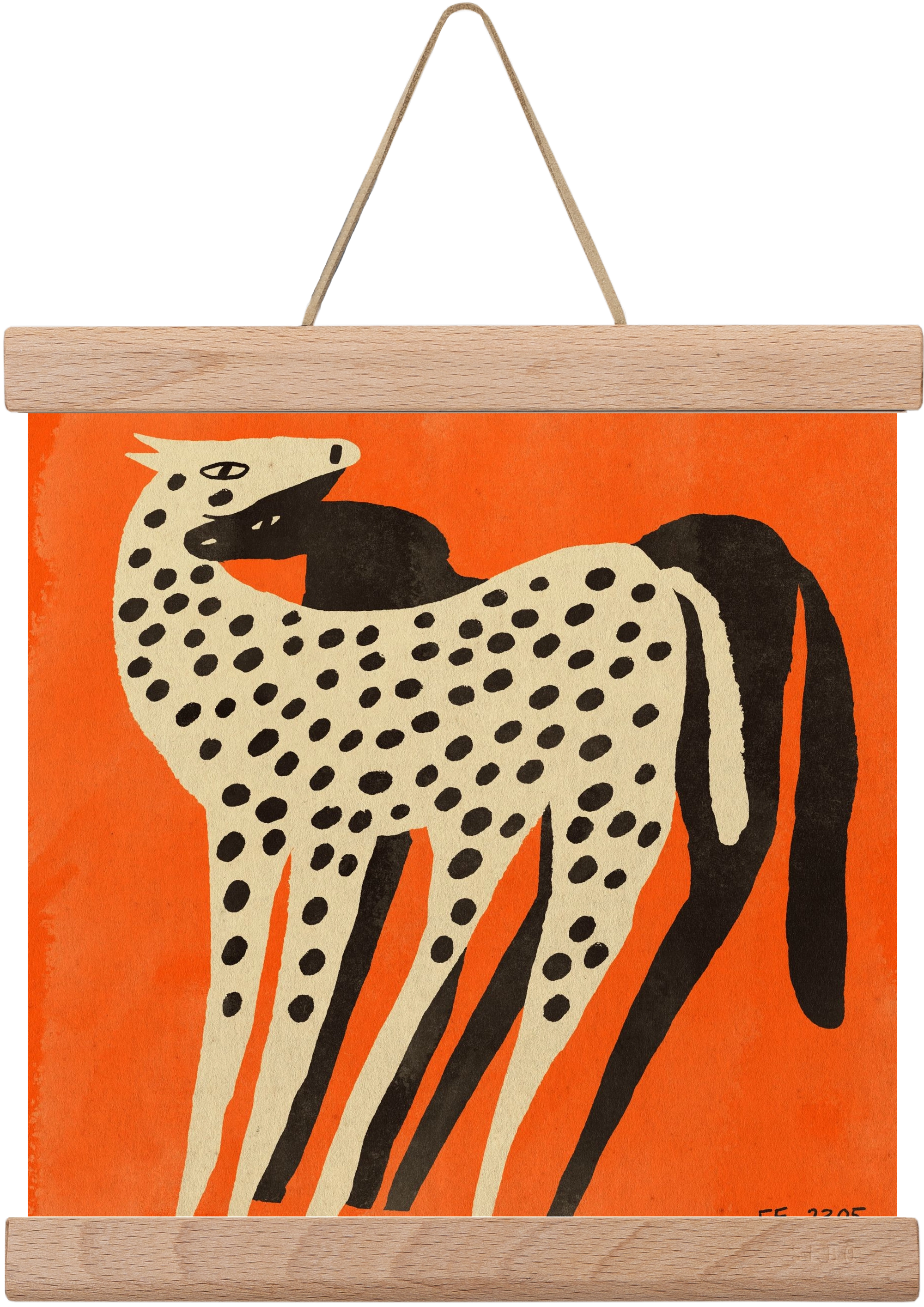 Spotted mare with her foal, 20x20 cm (20x20 cm), Tölgy akasztó