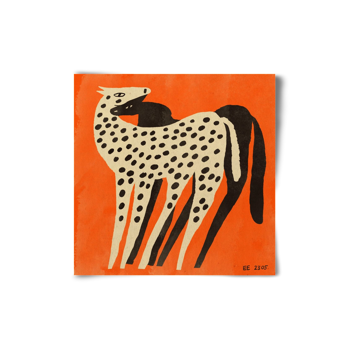 Spotted mare with her foal, 20x20 cm, Keret nélkül