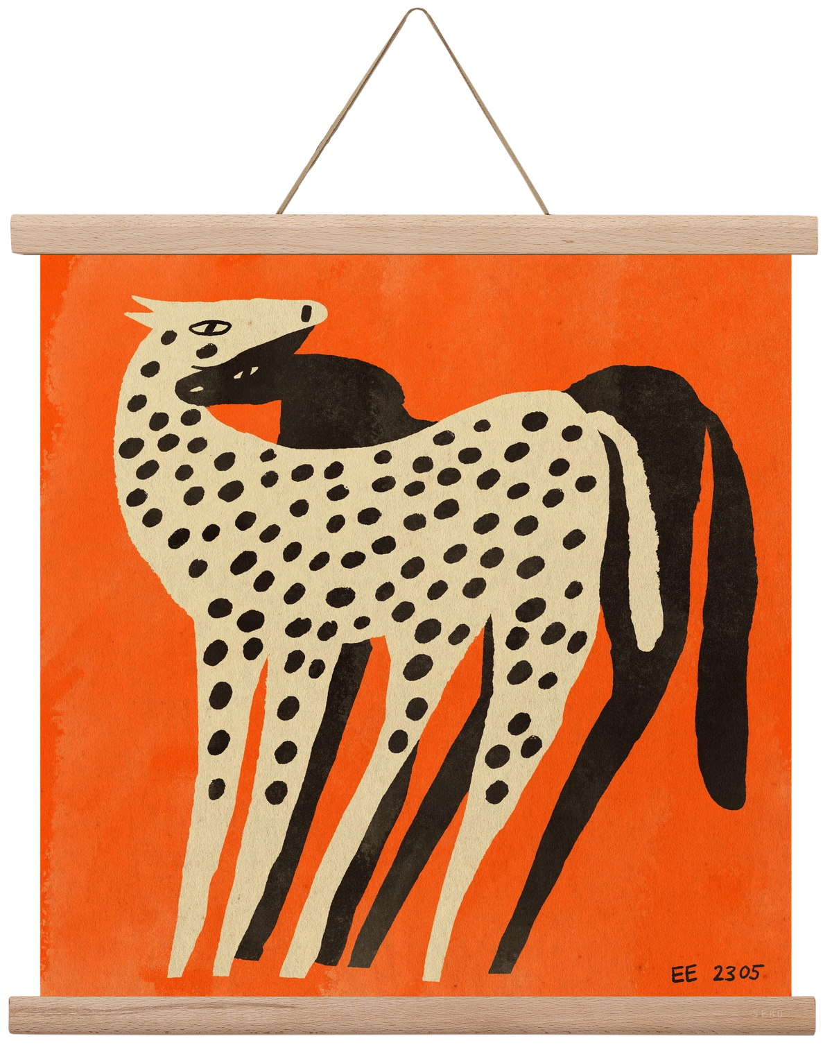 Spotted mare with her foal, 40x40 cm (40x40 cm), Tölgy akasztó