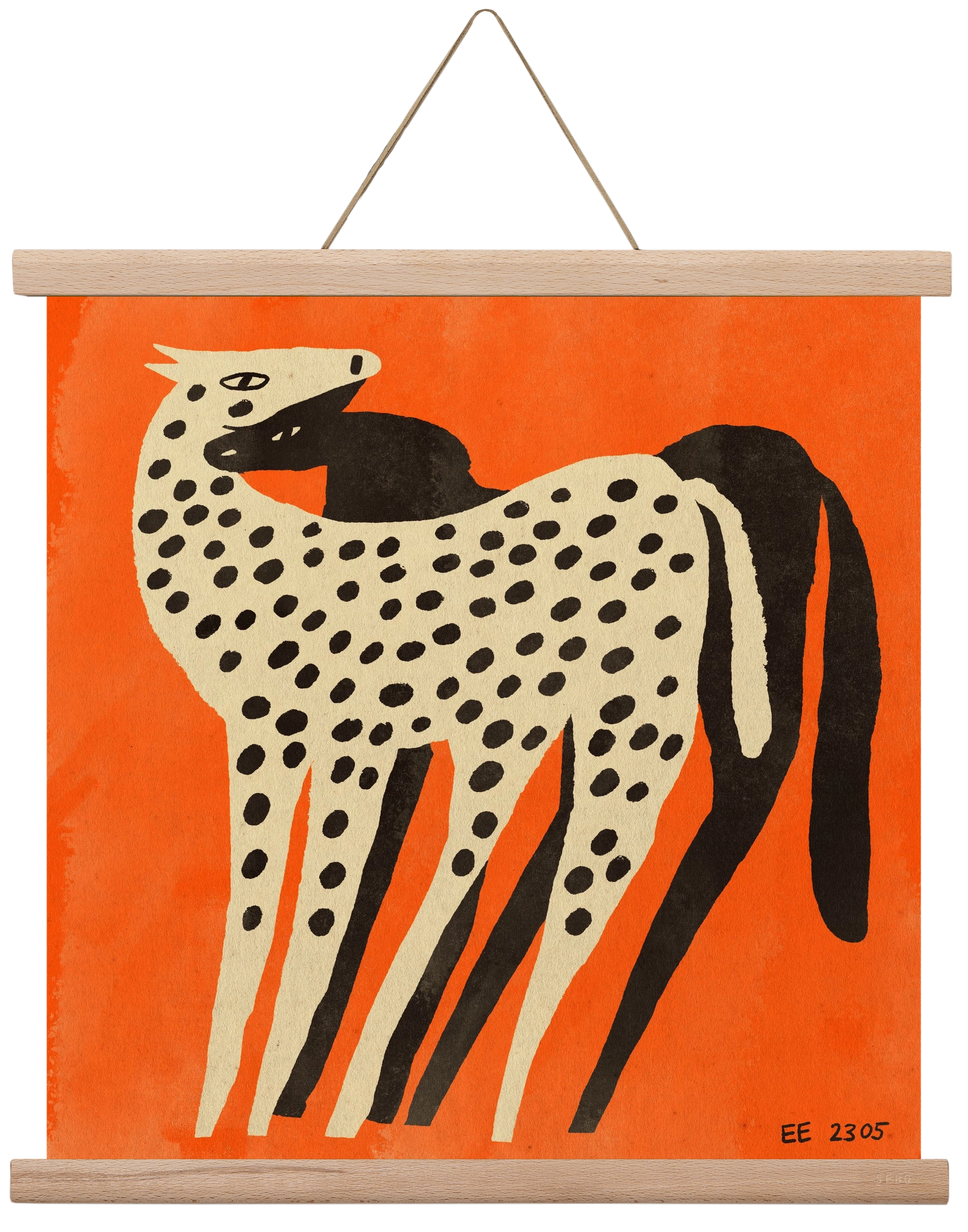 Spotted mare with her foal, 40x40 cm (40x40 cm), Tölgy akasztó