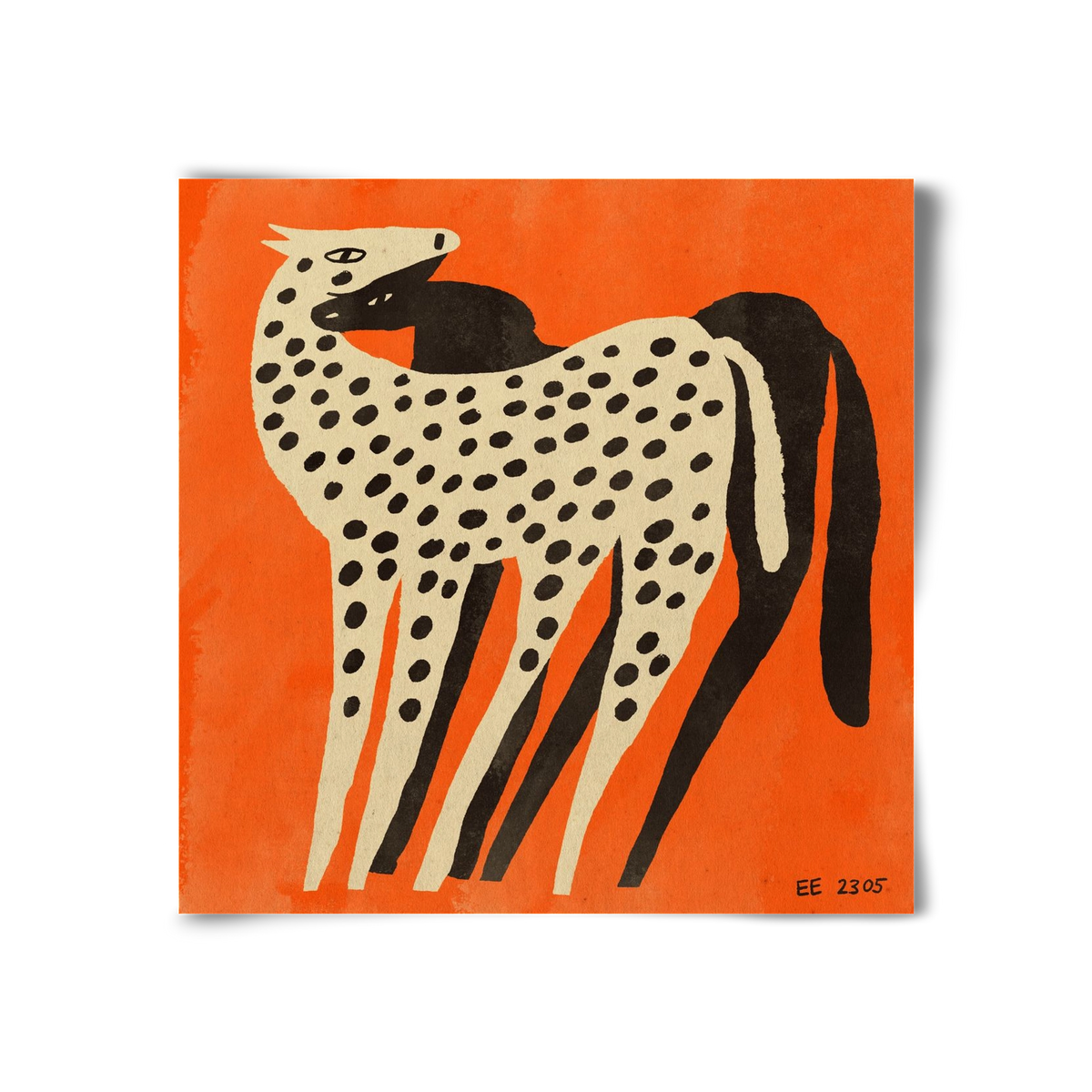 Spotted mare with her foal, 30x30 cm, Keret nélkül