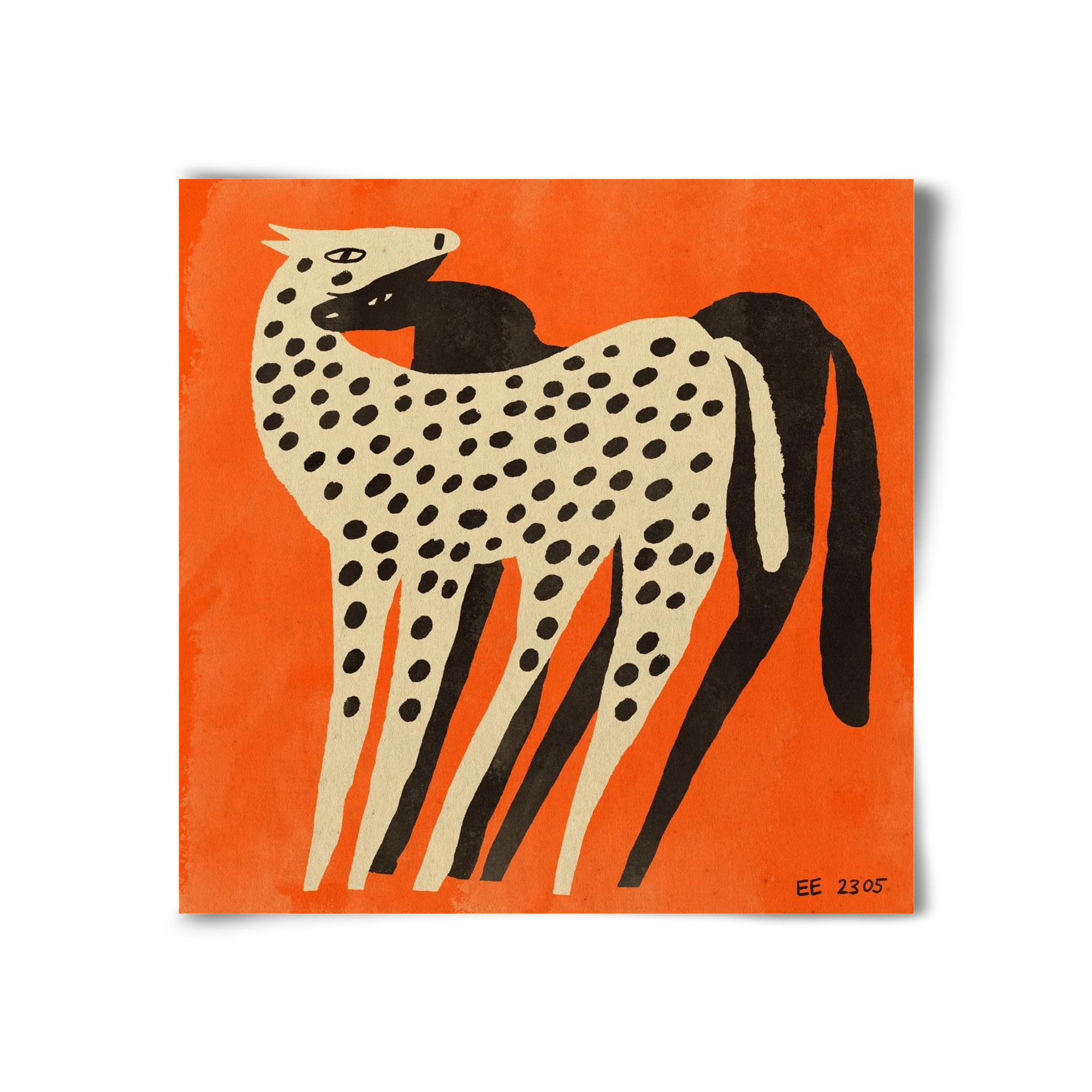Spotted mare with her foal, 30x30 cm, Keret nélkül