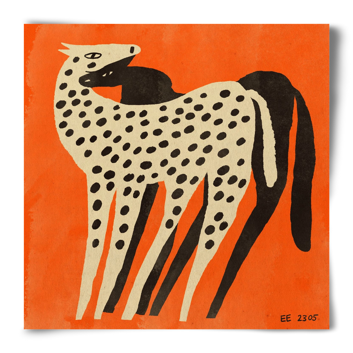 Spotted mare with her foal, 50x50 cm, Keret nélkül