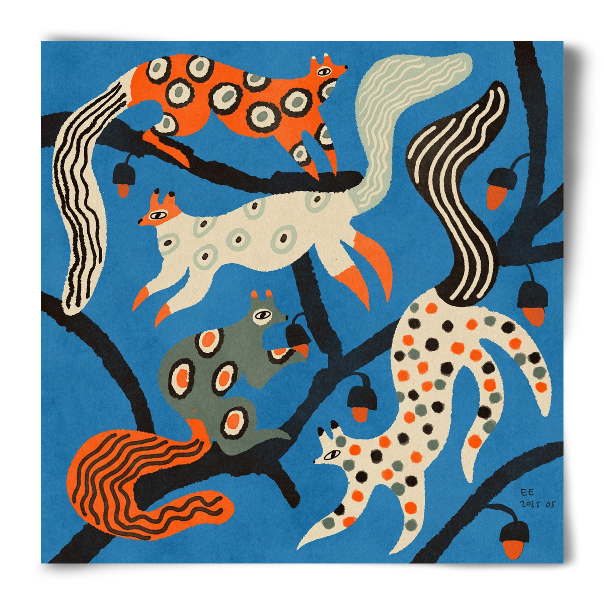 squirrell party 1., 50x50 cm, Keret nélkül