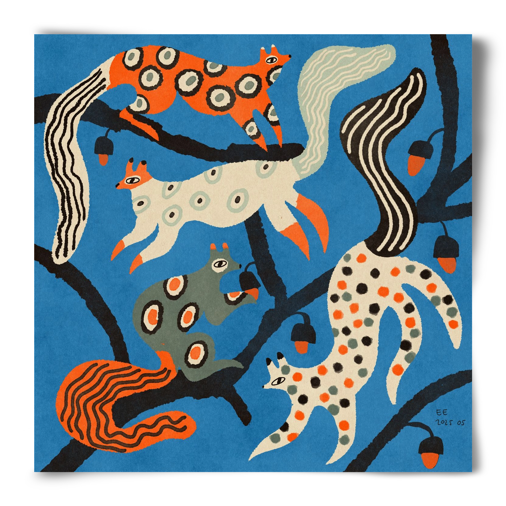 squirrell party 1., 50x50 cm, Keret nélkül