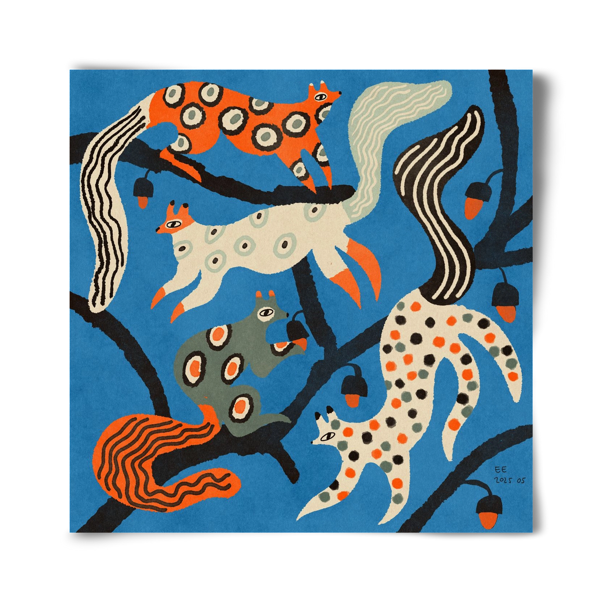 squirrell party 1., 40x40 cm, Keret nélkül