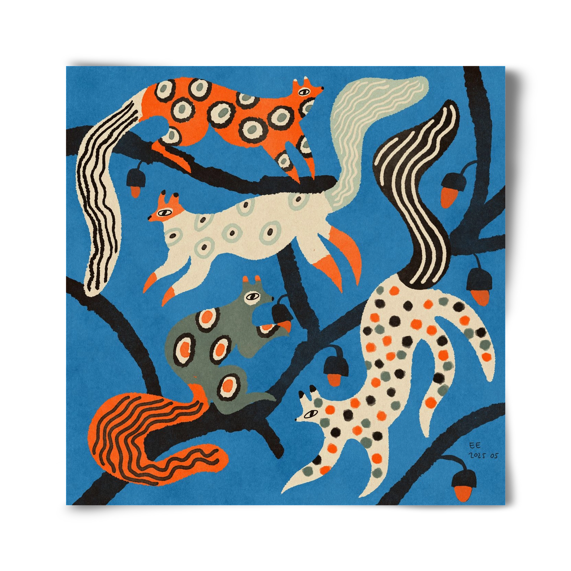 squirrell party 1., 40x40 cm, Keret nélkül