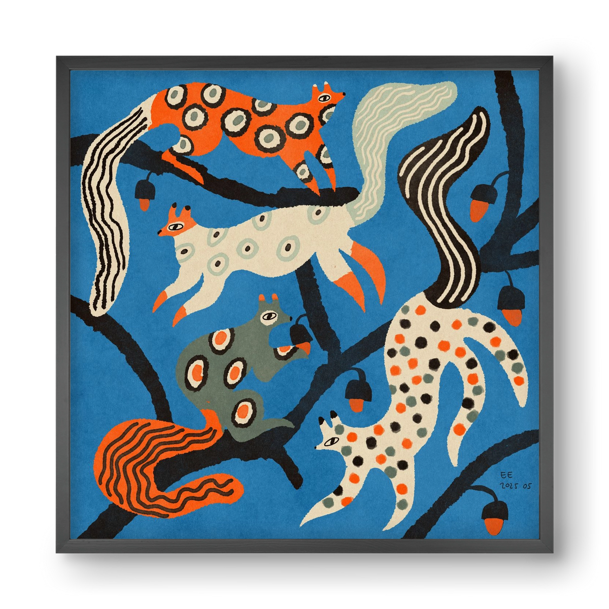 squirrell party 1., 40x40 cm (40x40 cm), Fekete keret