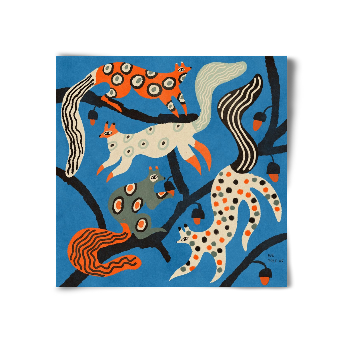 squirrell party 1., 30x30 cm, Keret nélkül