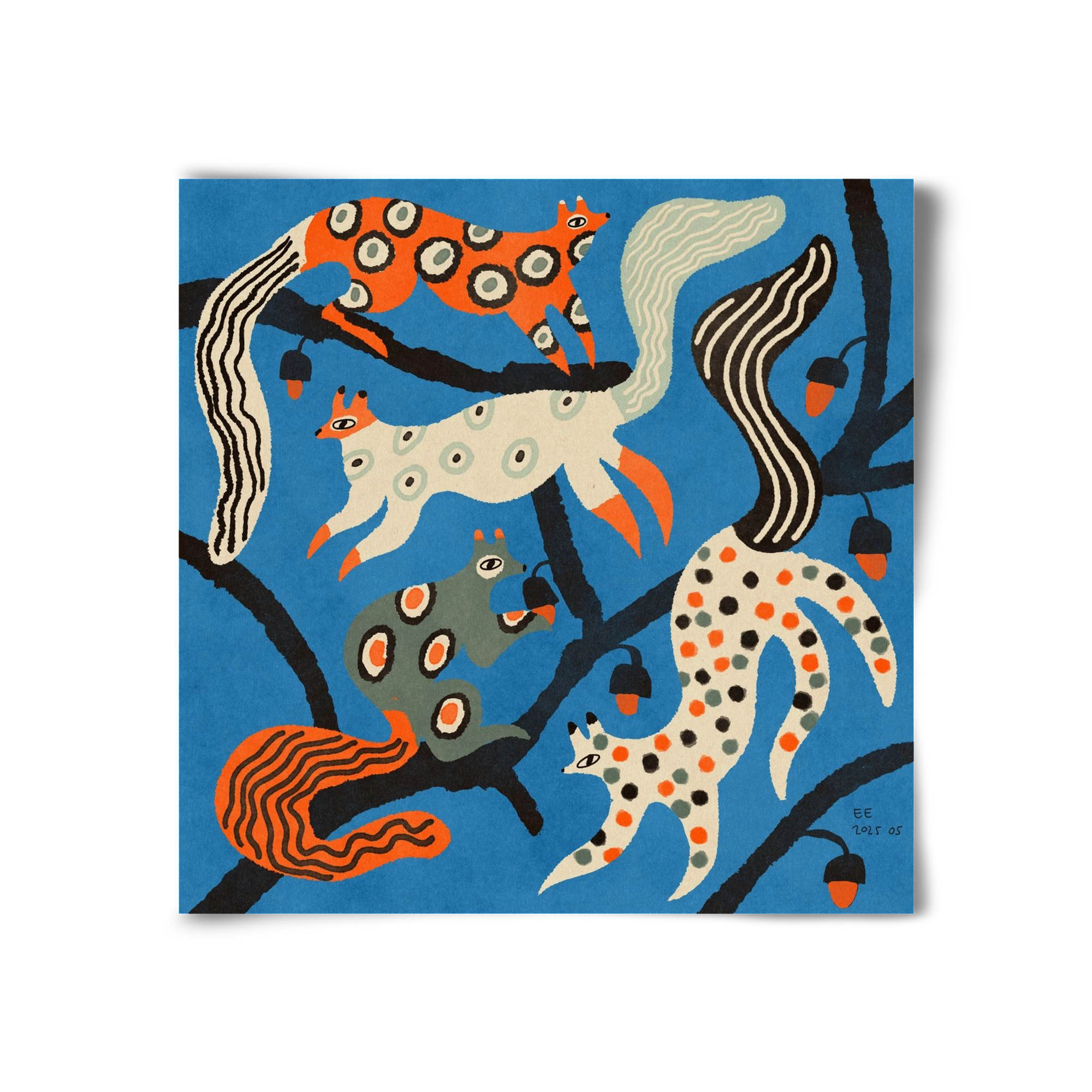 squirrell party 1., 30x30 cm, Keret nélkül