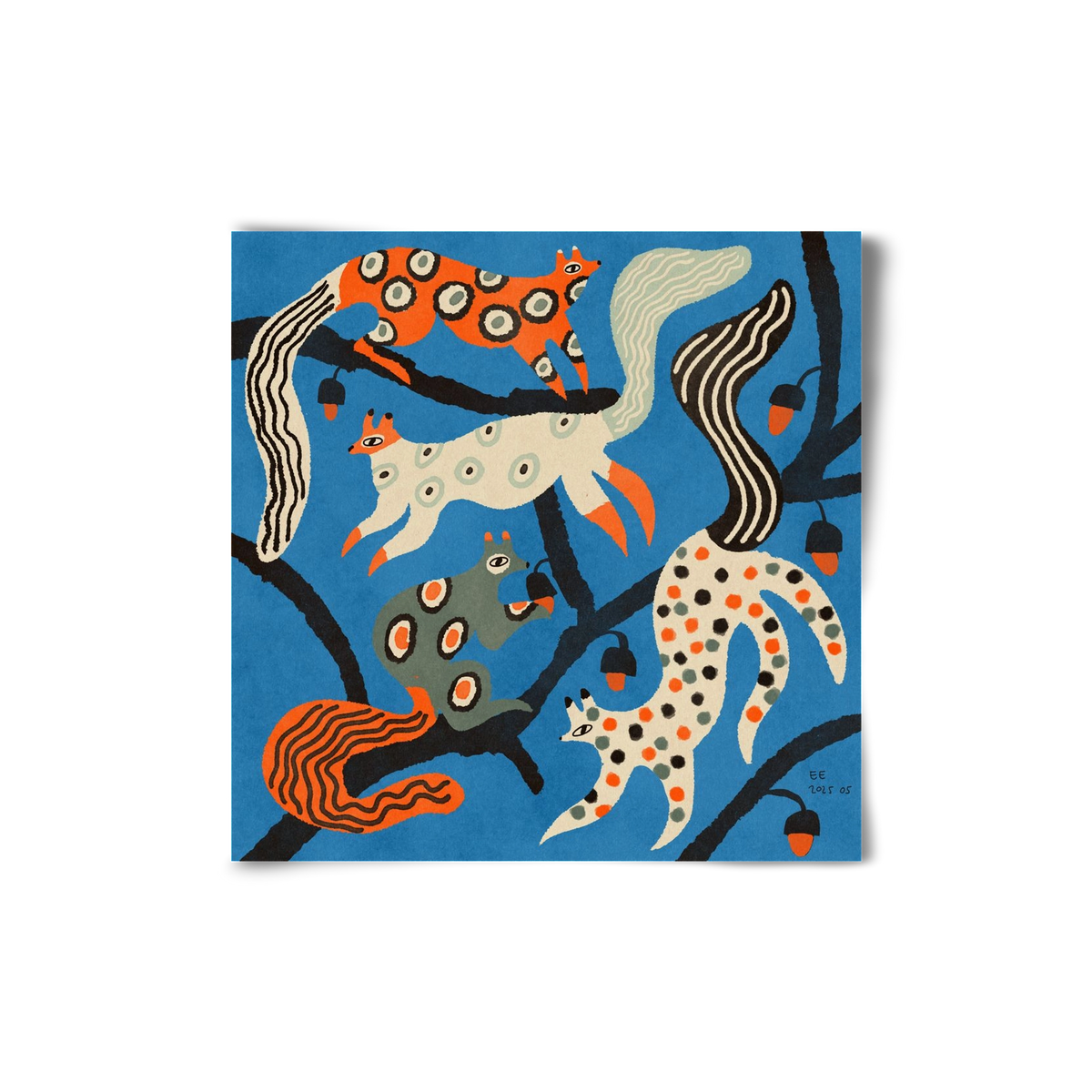 squirrell party 1., 20x20 cm, Keret nélkül