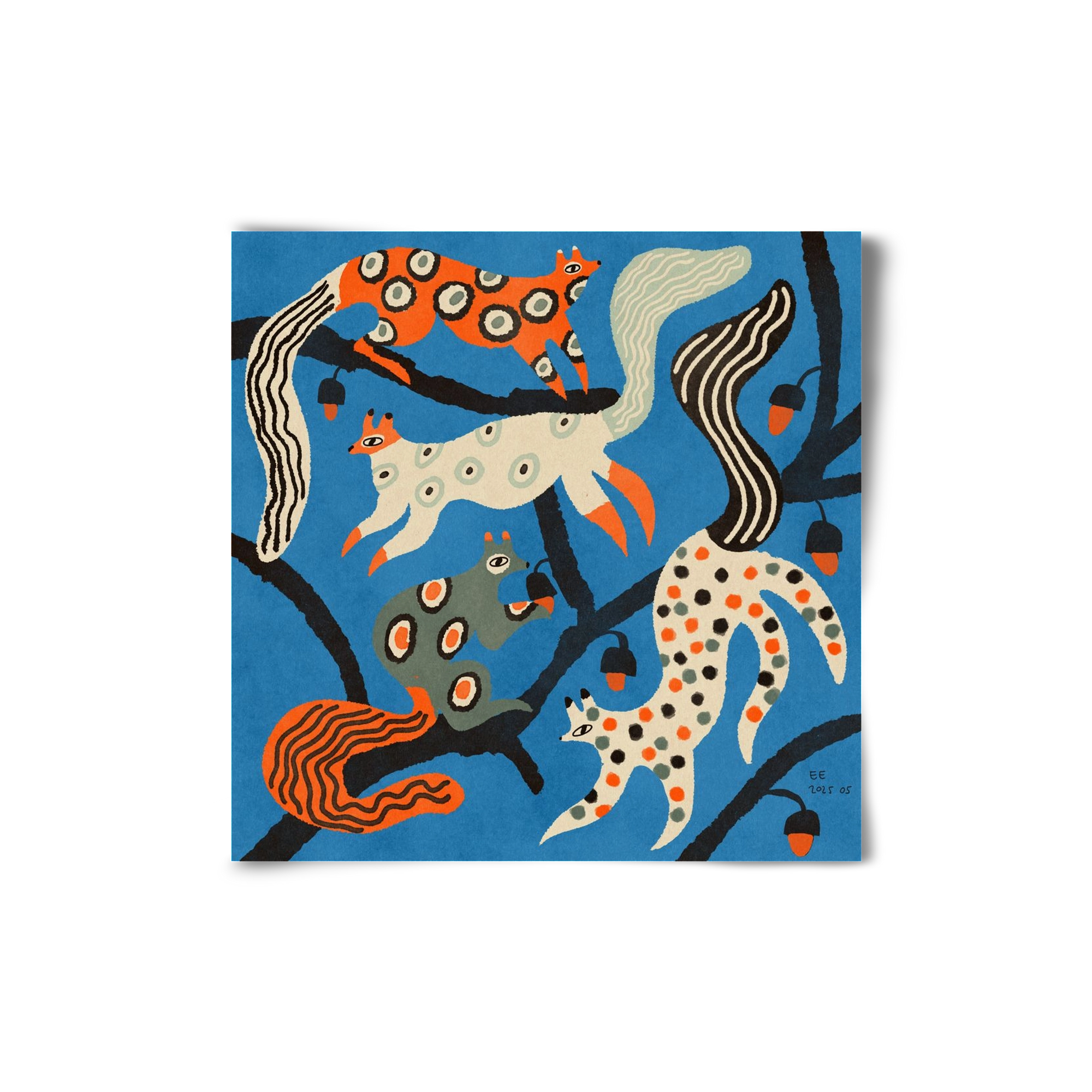 squirrell party 1., 20x20 cm, Keret nélkül