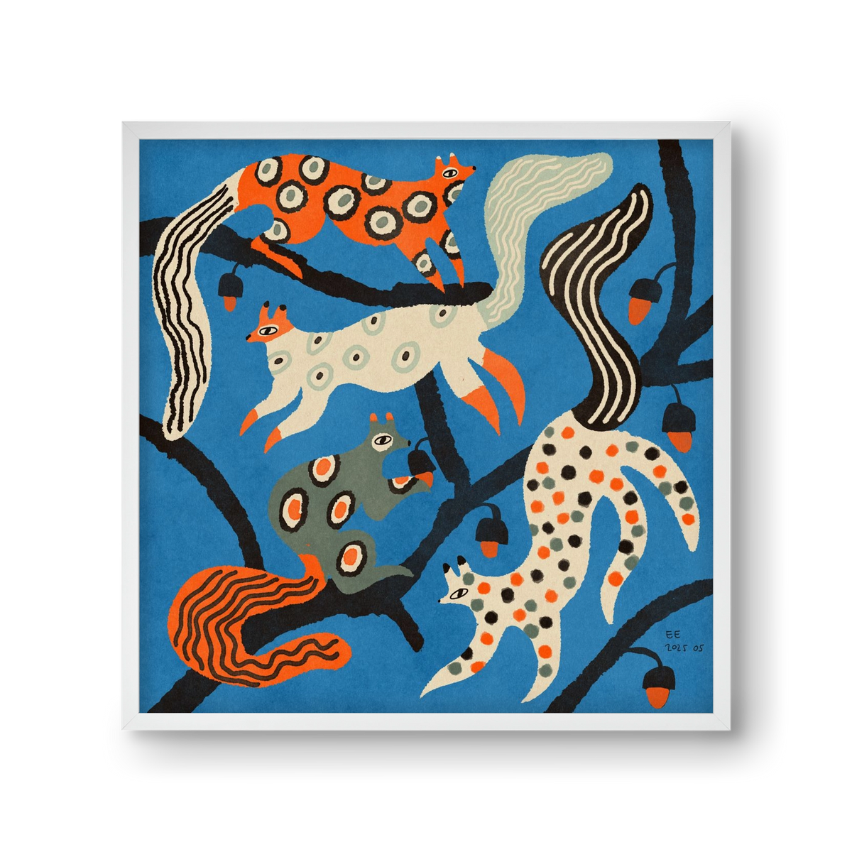 squirrell party 1., 30x30 cm (30x30 cm), Fehér keret