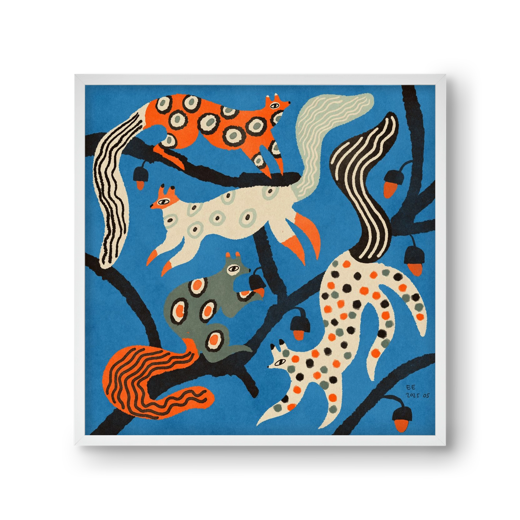 squirrell party 1., 30x30 cm (30x30 cm), Fehér keret