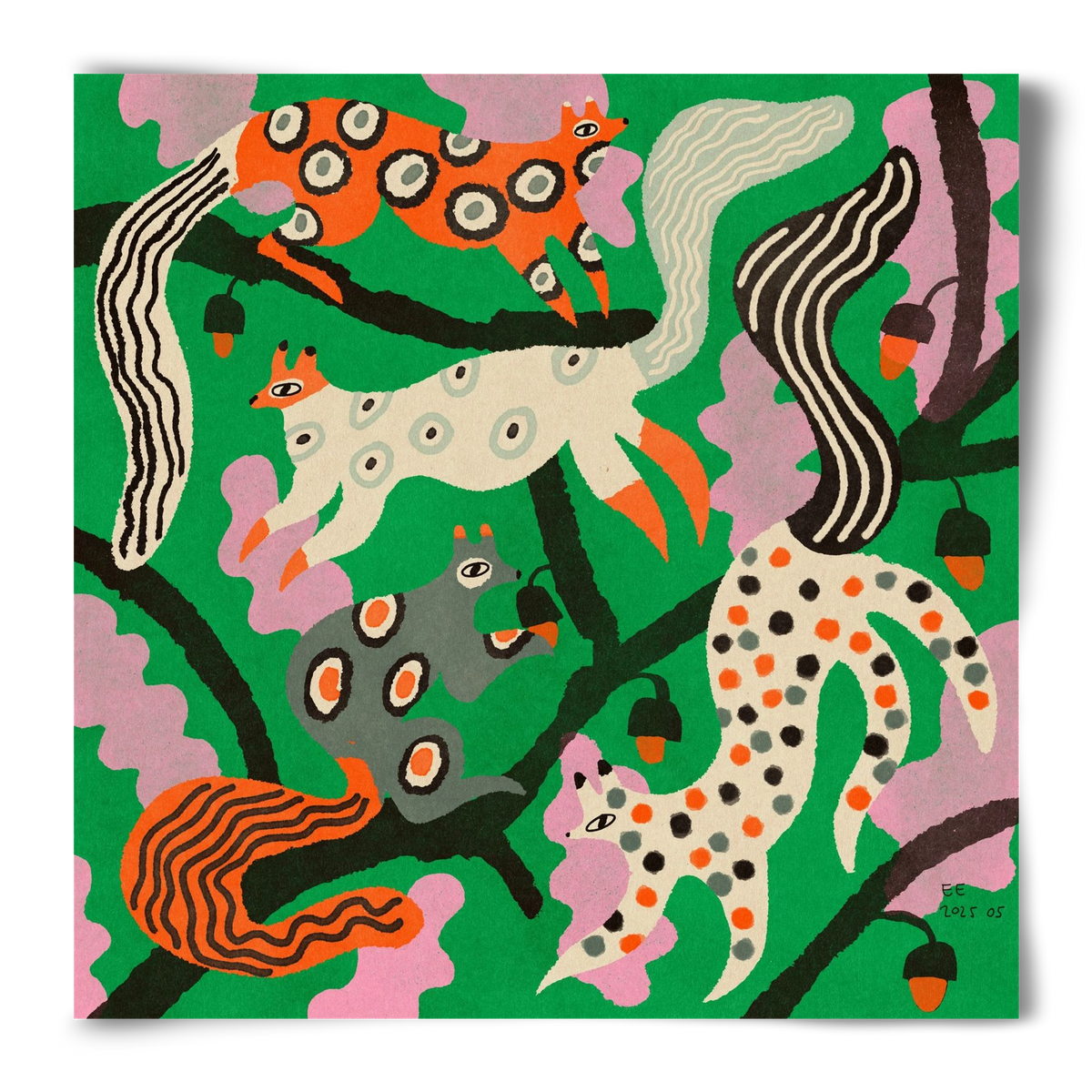 squirrell party 2., 50x50 cm, Keret nélkül