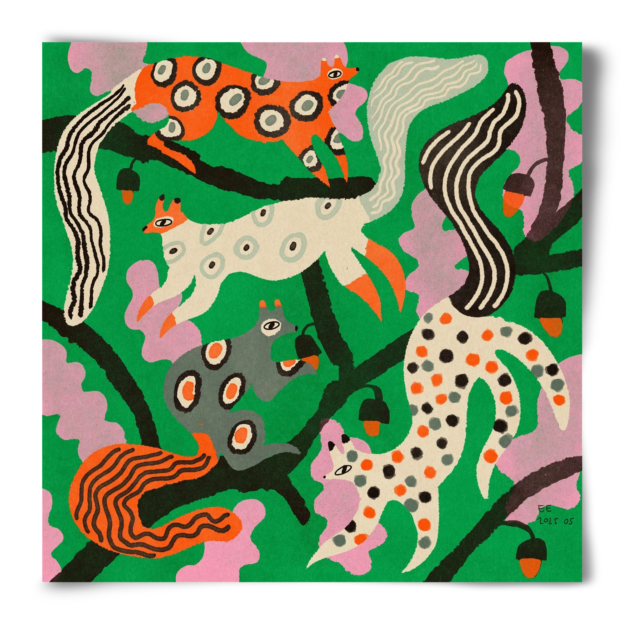 squirrell party 2., 50x50 cm, Keret nélkül