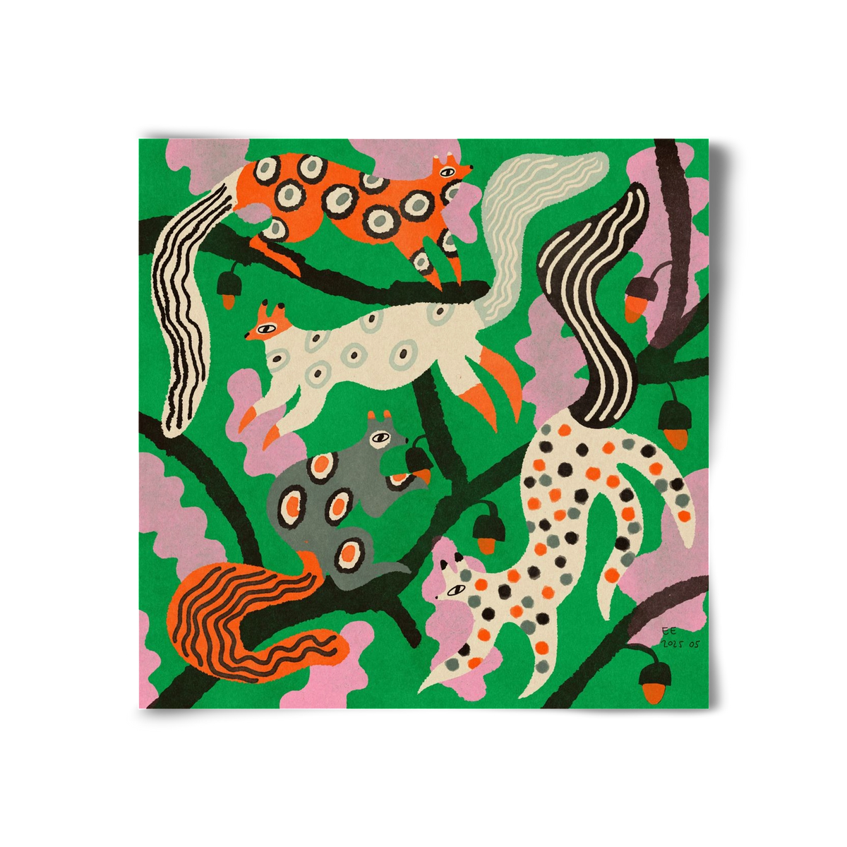 squirrell party 2., 30x30 cm, Keret nélkül