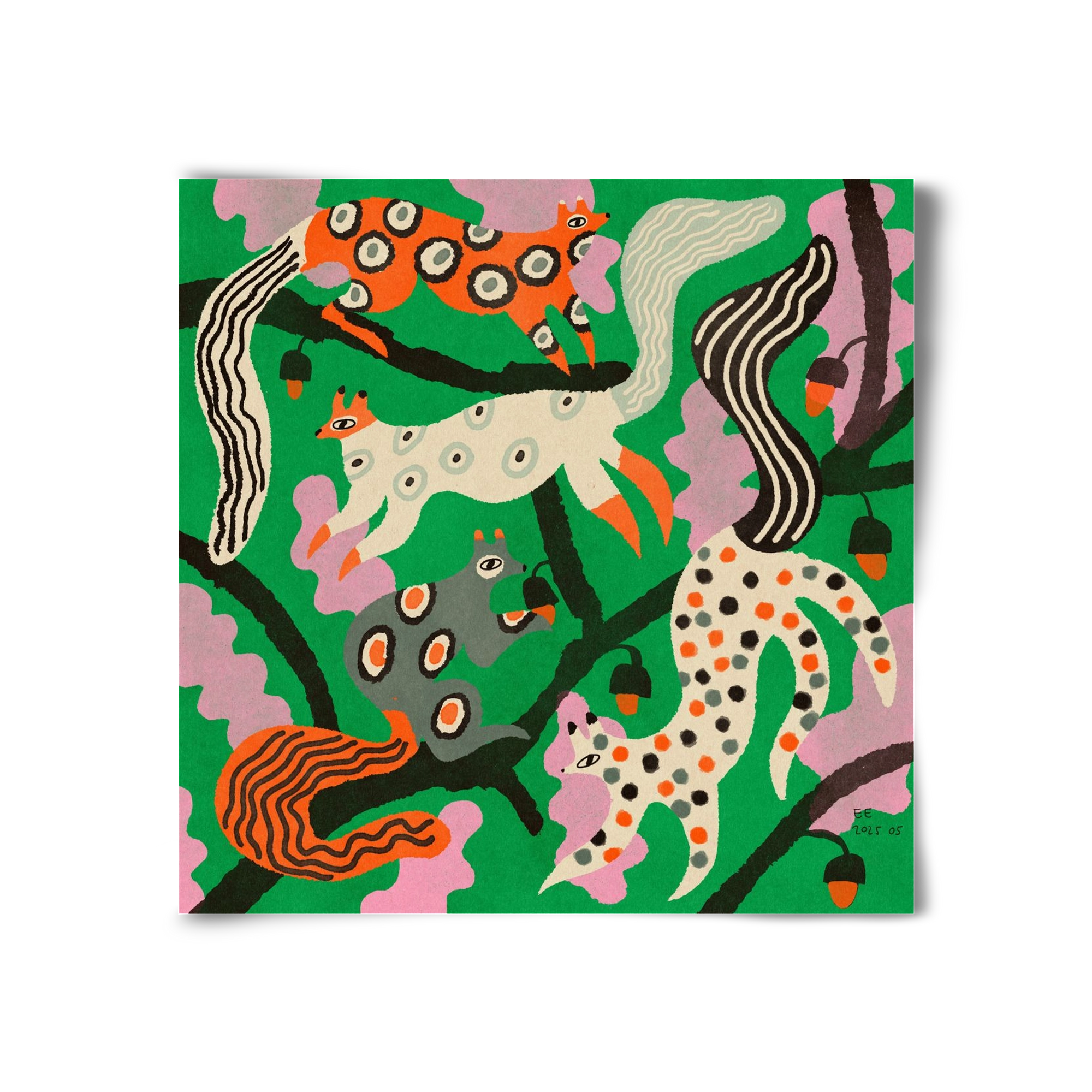 squirrell party 2., 30x30 cm, Keret nélkül