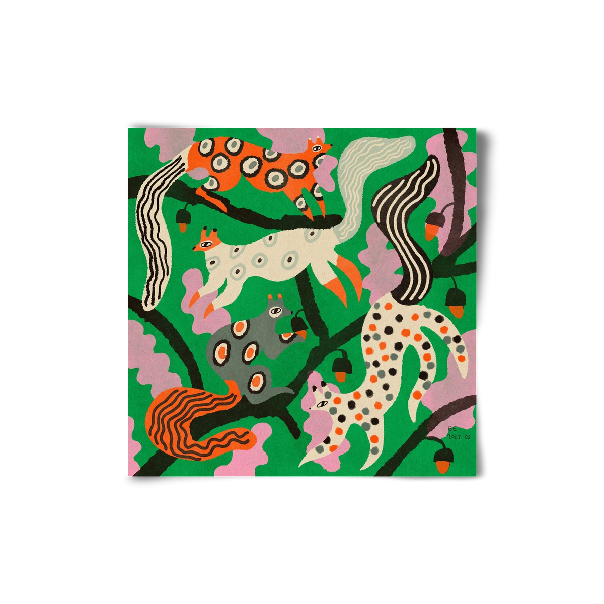 squirrell party 2., 20x20 cm, Keret nélkül