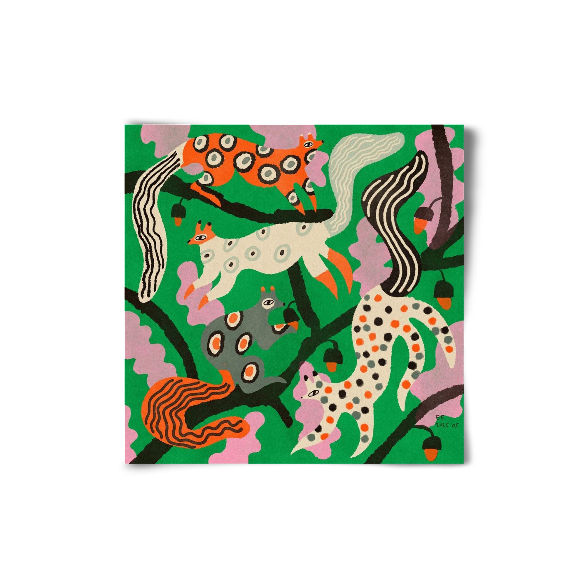 squirrell party 2., 20x20 cm, Keret nélkül