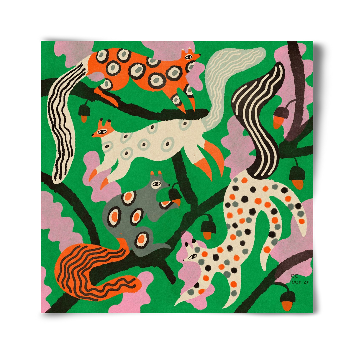 squirrell party 2., 40x40 cm, Keret nélkül