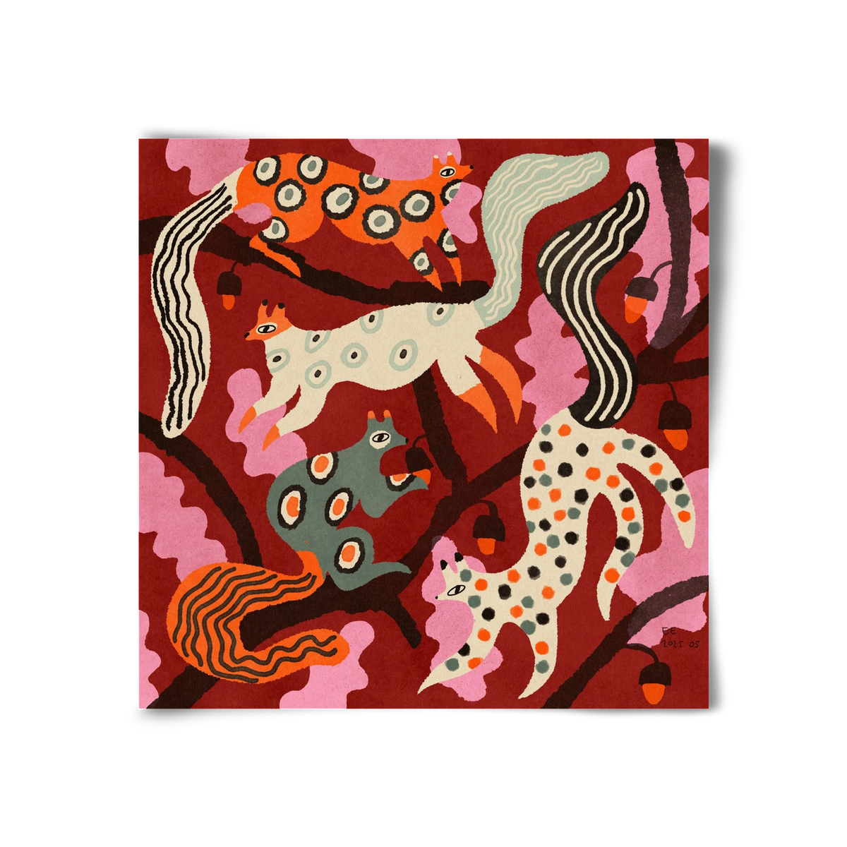 squirrell party 3., 30x30 cm, Keret nélkül