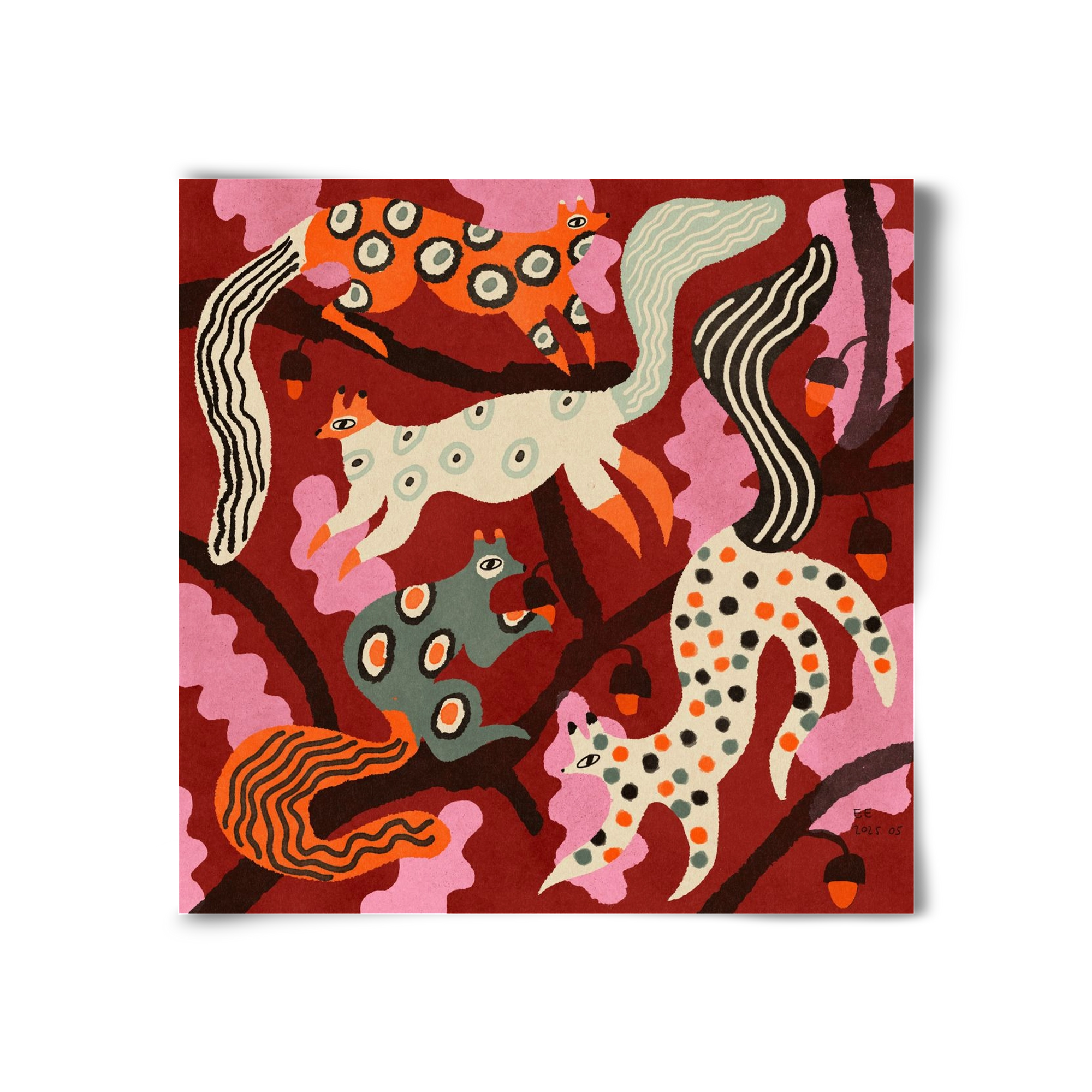 squirrell party 3., 30x30 cm, Keret nélkül