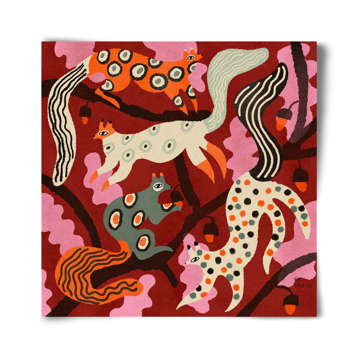 squirrell party 3., 40x40 cm, Keret nélkül