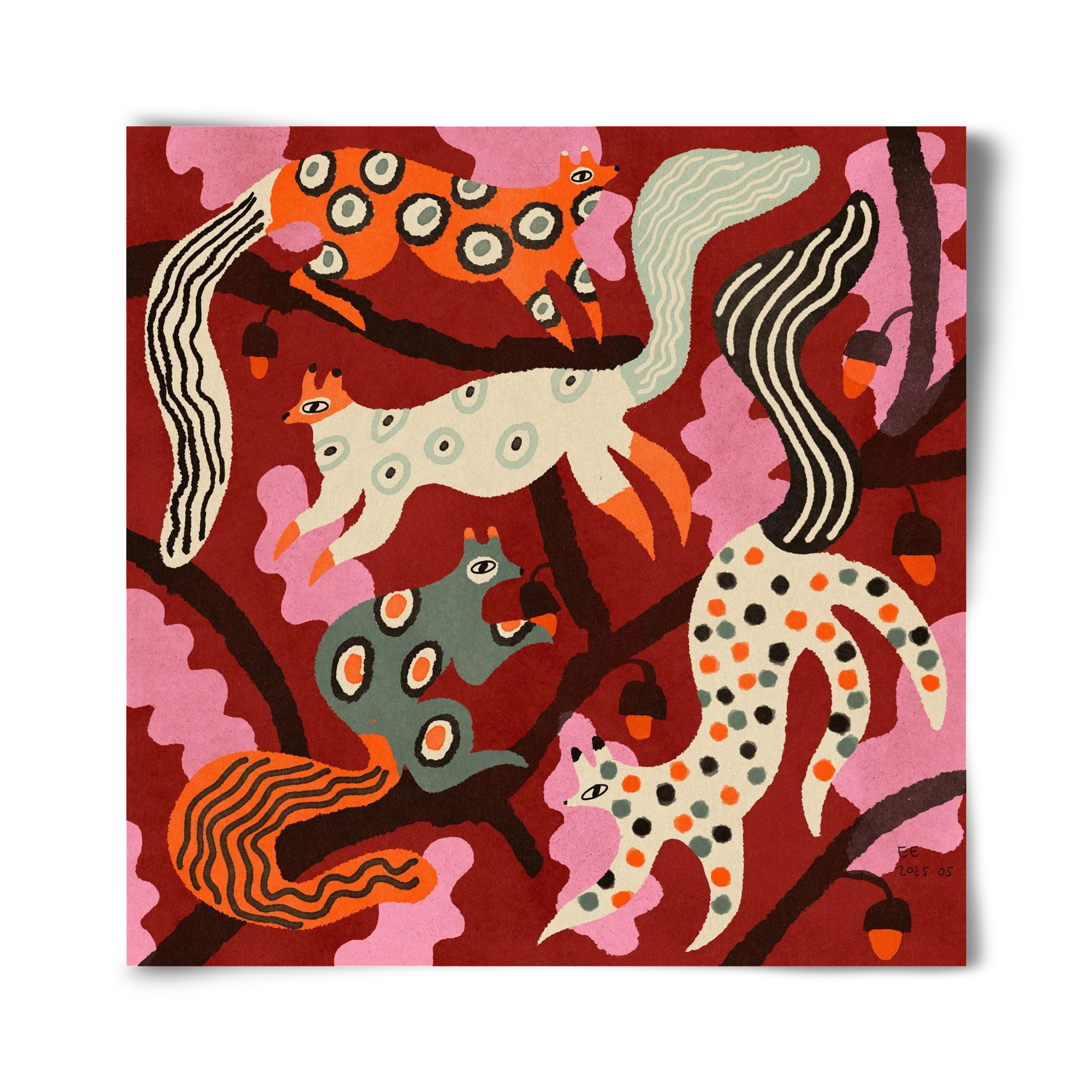 squirrell party 3., 40x40 cm, Keret nélkül