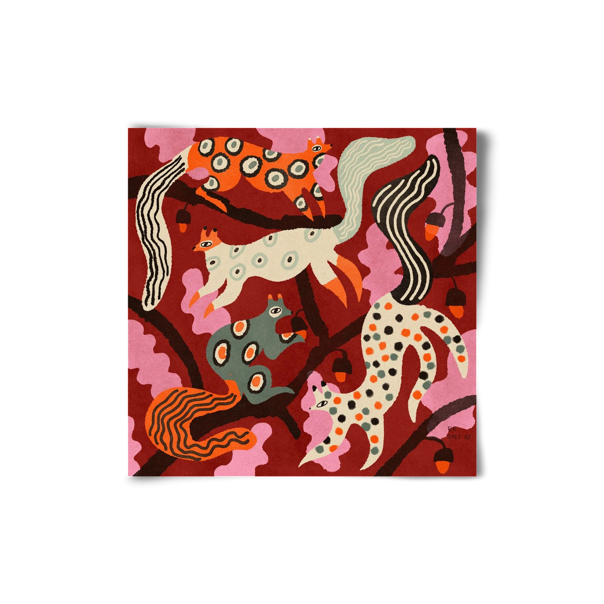 squirrell party 3., 20x20 cm, Keret nélkül