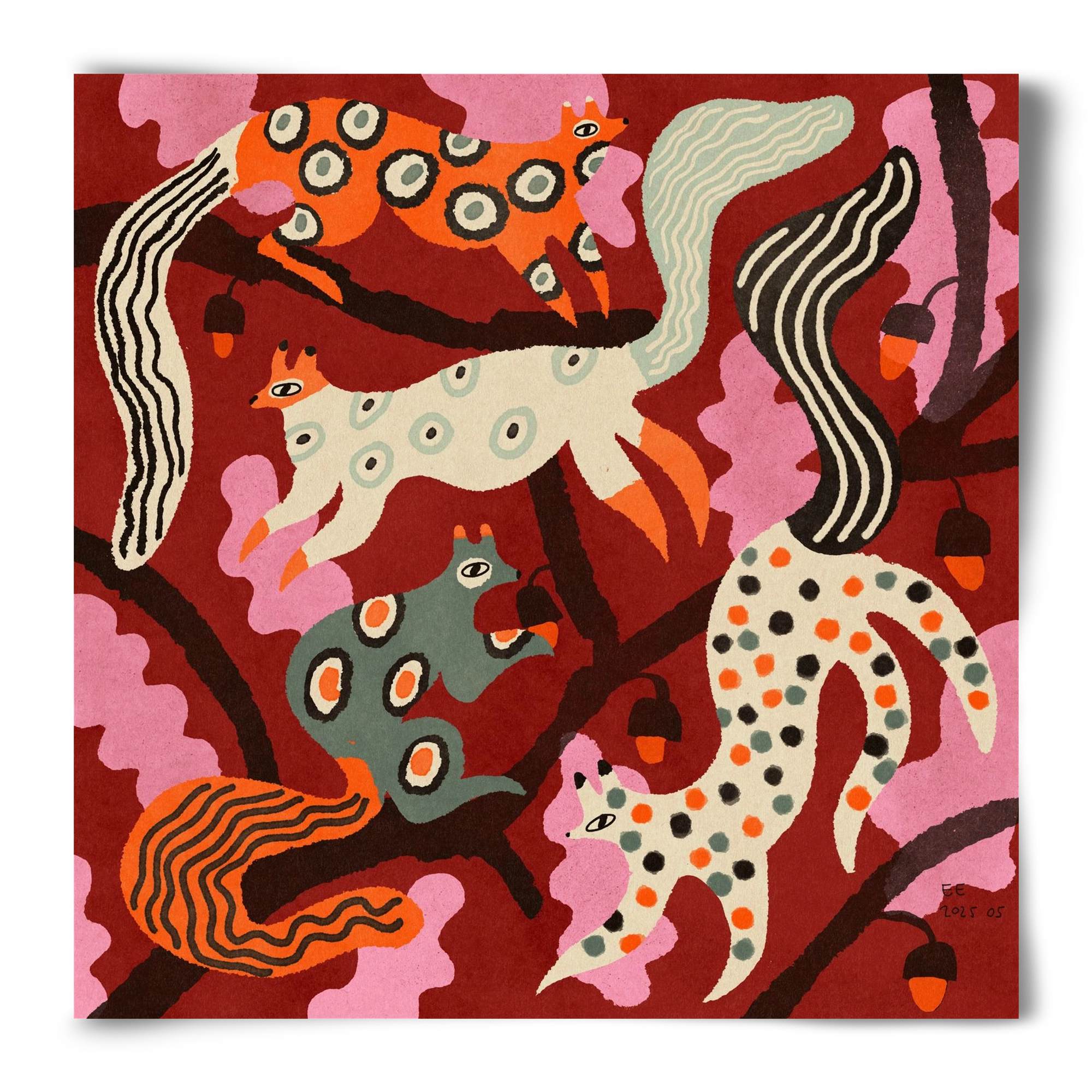 squirrell party 3., 50x50 cm, Keret nélkül