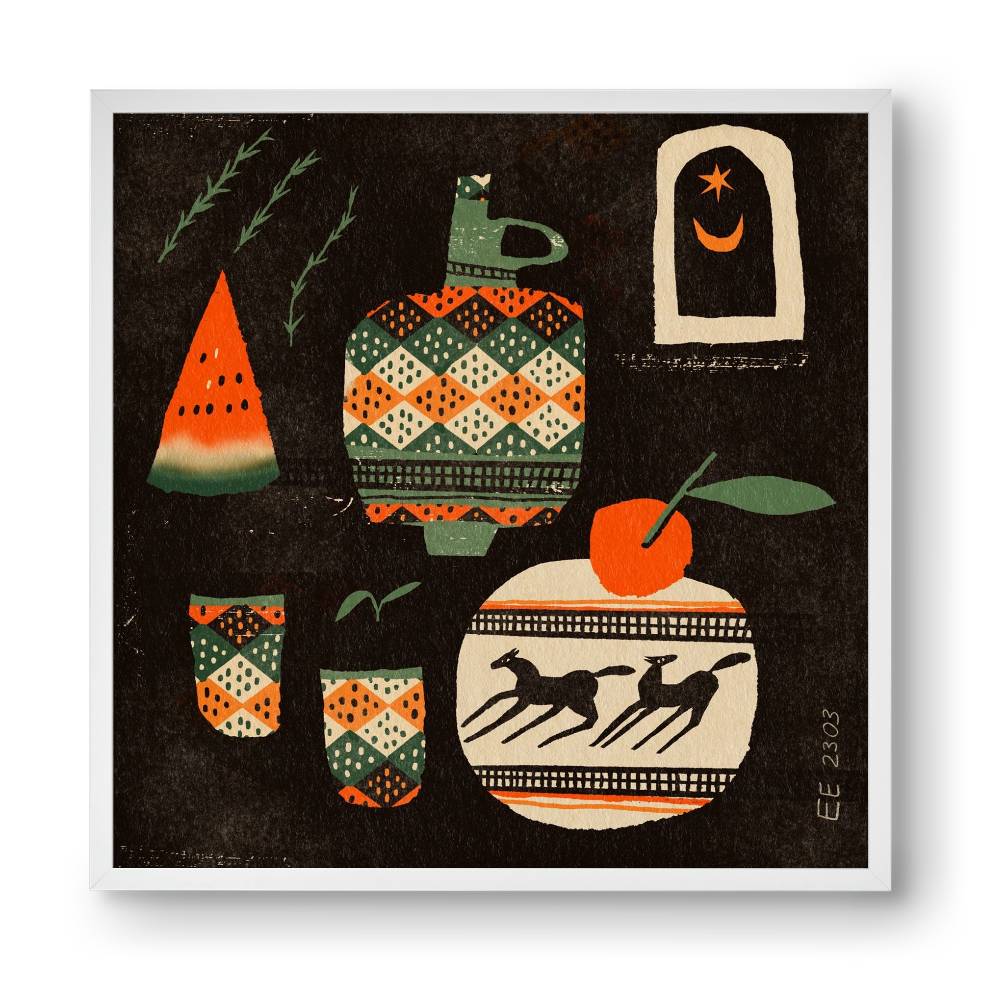 Still life 5., 40x40 cm (40x40 cm), Fehér keret