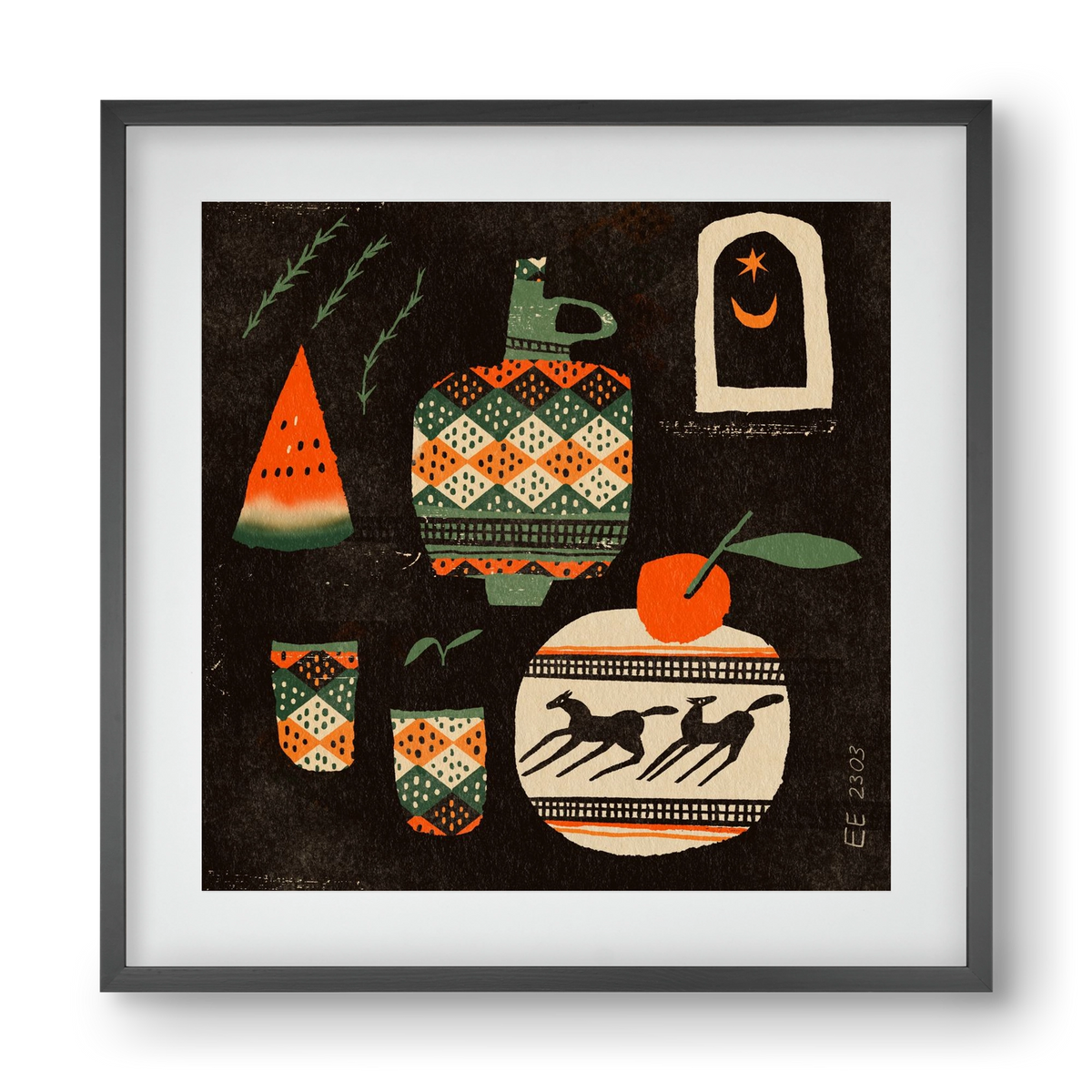 Still life 5., 40x40 cm (30x30 cm), Fekete keret, paszpartuval