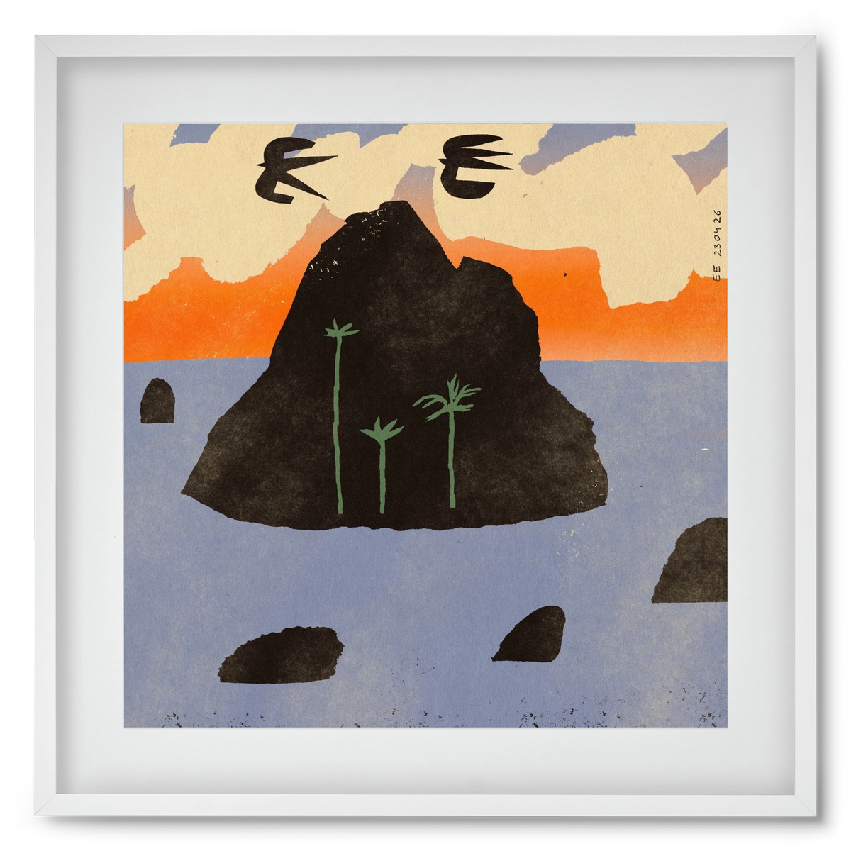 Stromboli, 50x50 cm (40x40 cm), Fehér keret, paszpartuval