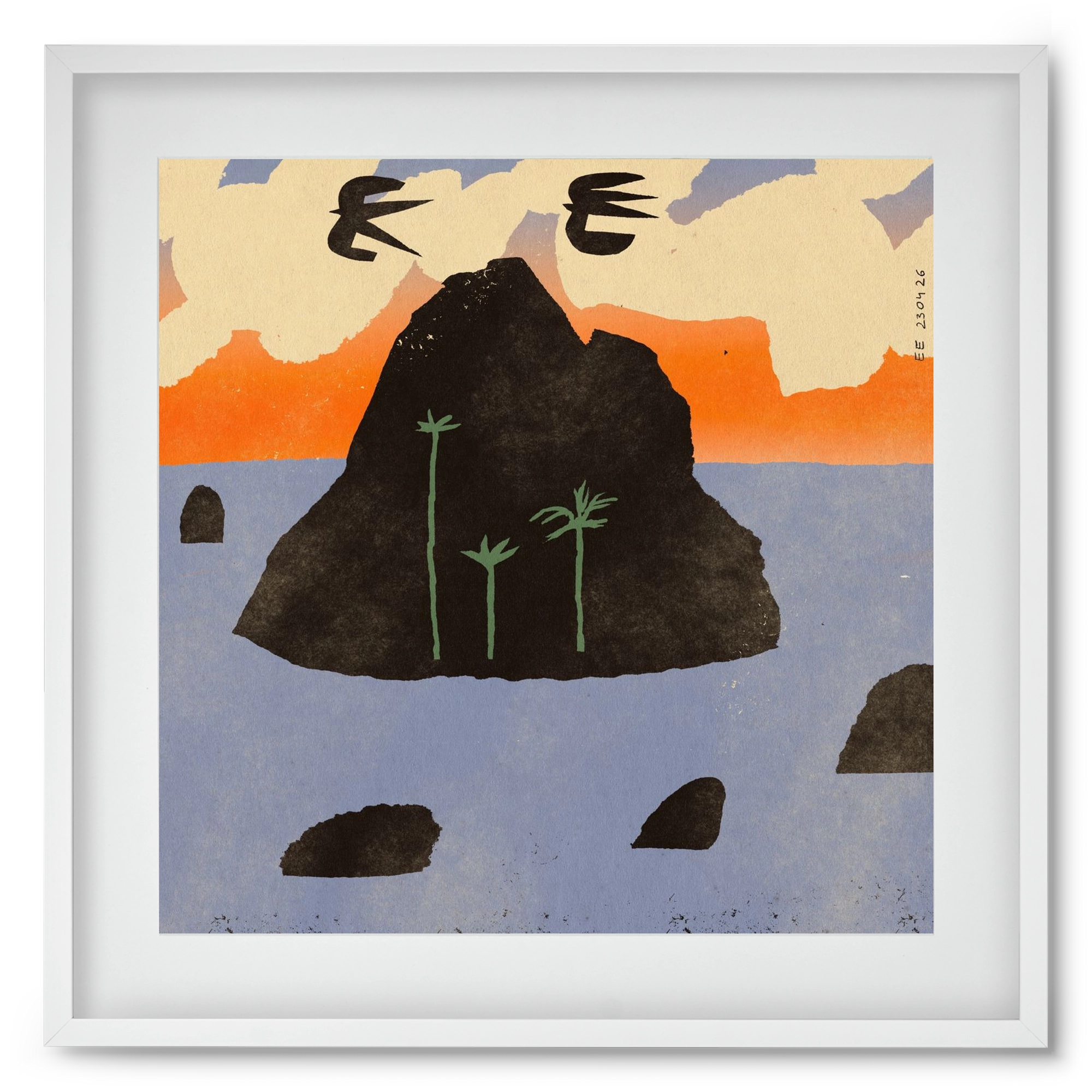 Stromboli, 50x50 cm (40x40 cm), Fehér keret, paszpartuval