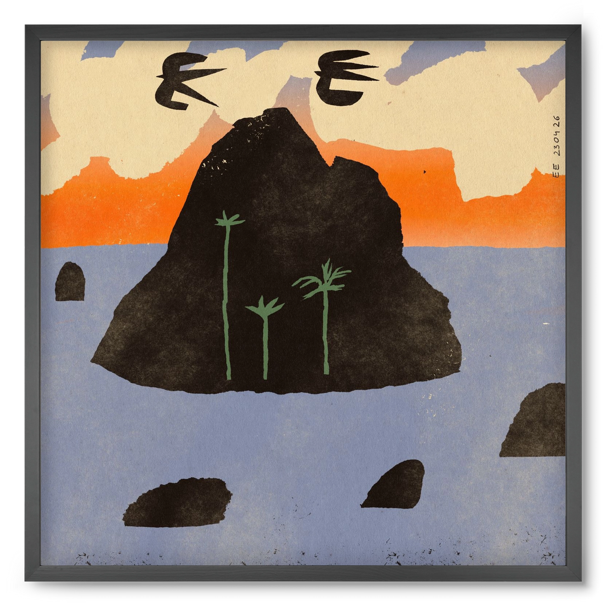 Stromboli, 50x50 cm (50x50 cm), Fekete keret